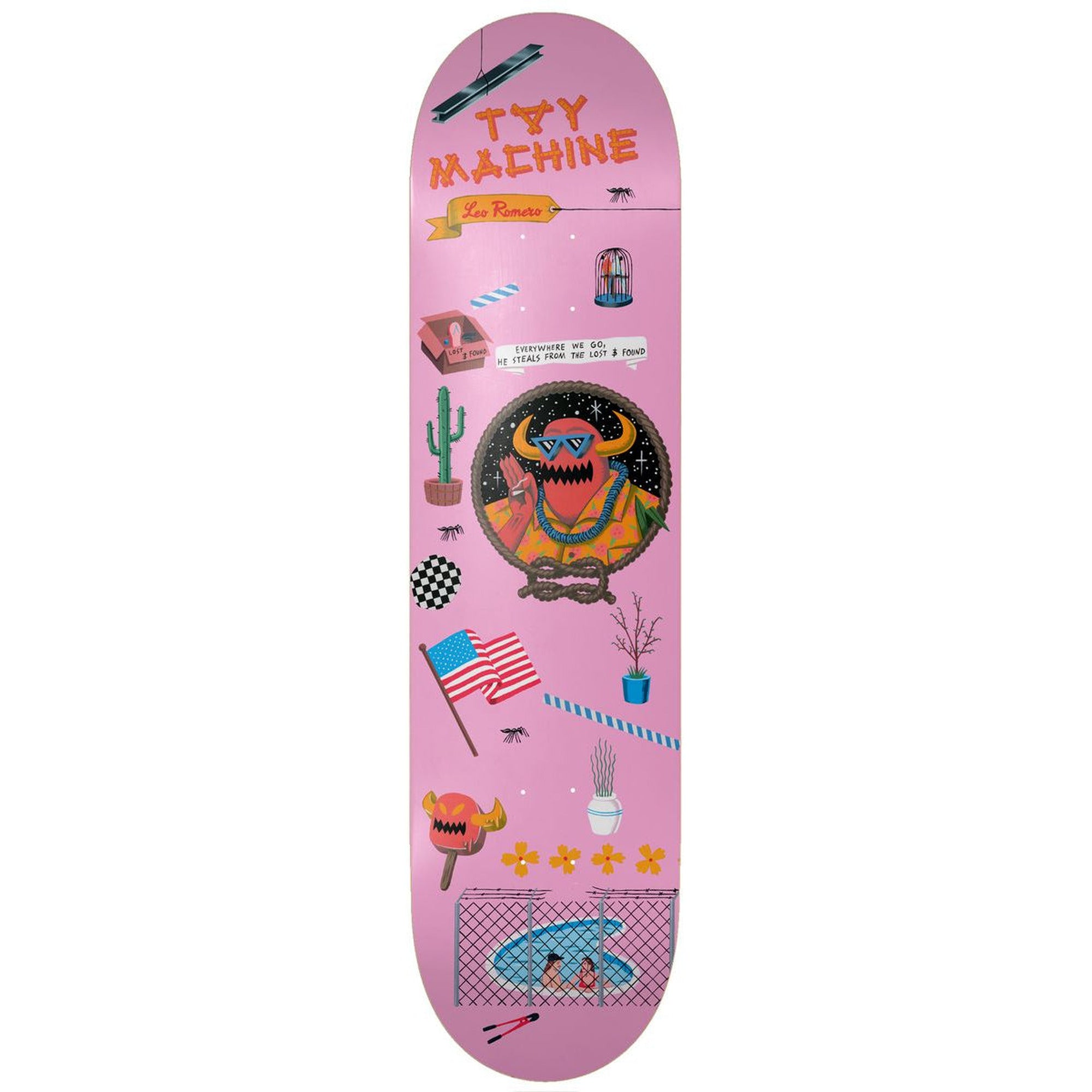 Toy Machine Monster Romero Lost & Found 8.25” x 31.75" Pink Skateboard Deck