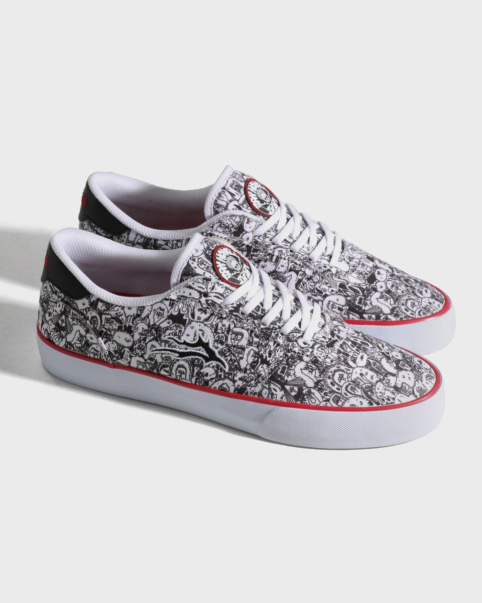 Lakai Manchester Jay Howell White Canvas Print Skateboard Shoe