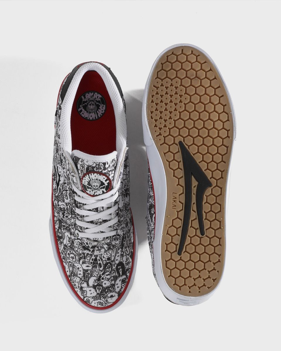 Lakai Manchester Jay Howell White Canvas Print Skateboard Shoe