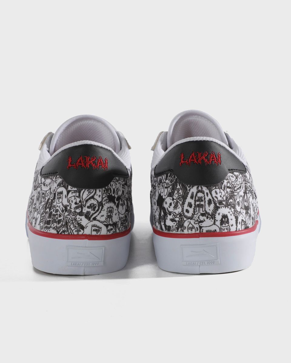 Lakai Manchester Jay Howell White Canvas Print Skateboard Shoe