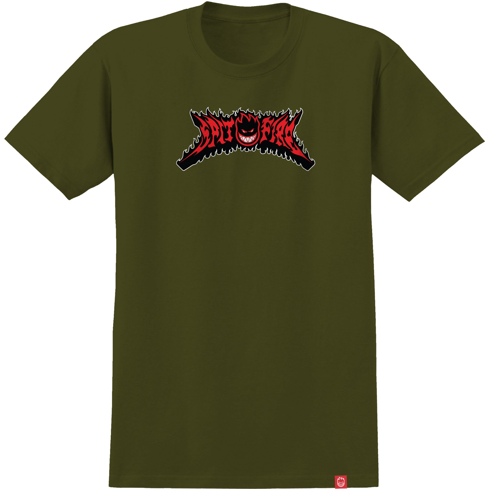Spitfire Flame Out Bighead Fill S/S Military Green T-Shirt