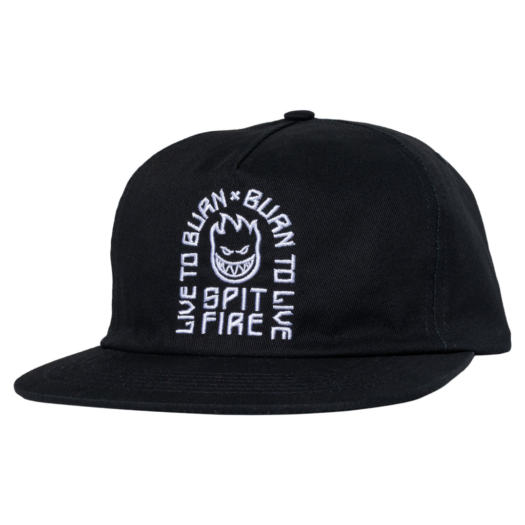 Spitfire Live To Burn Arch Snapback Black White Hat