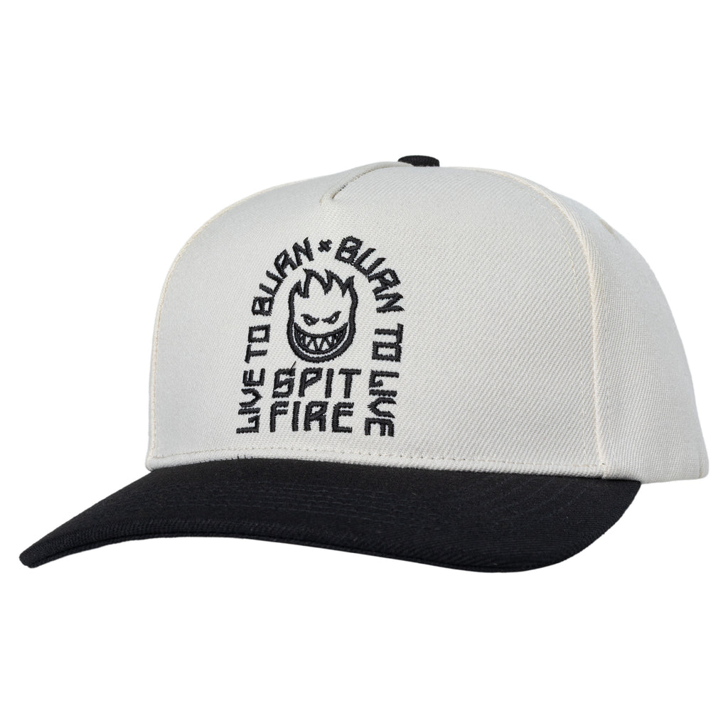 Spitfire Live To Burn Arch Snapback Off White Black Hat