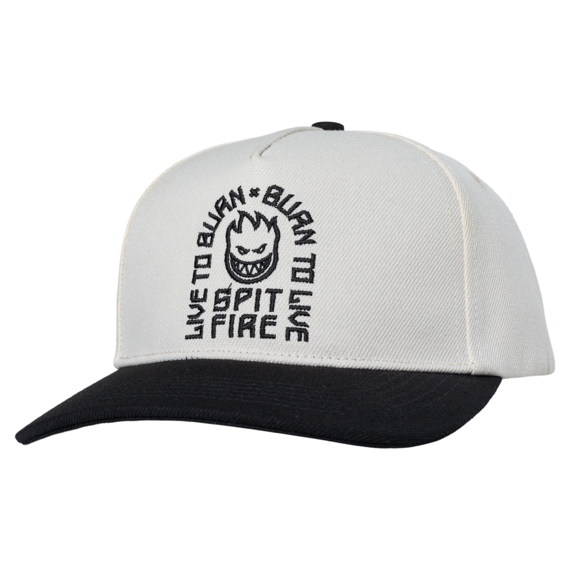 Spitfire Live To Burn Arch Snapback Off White Black Hat