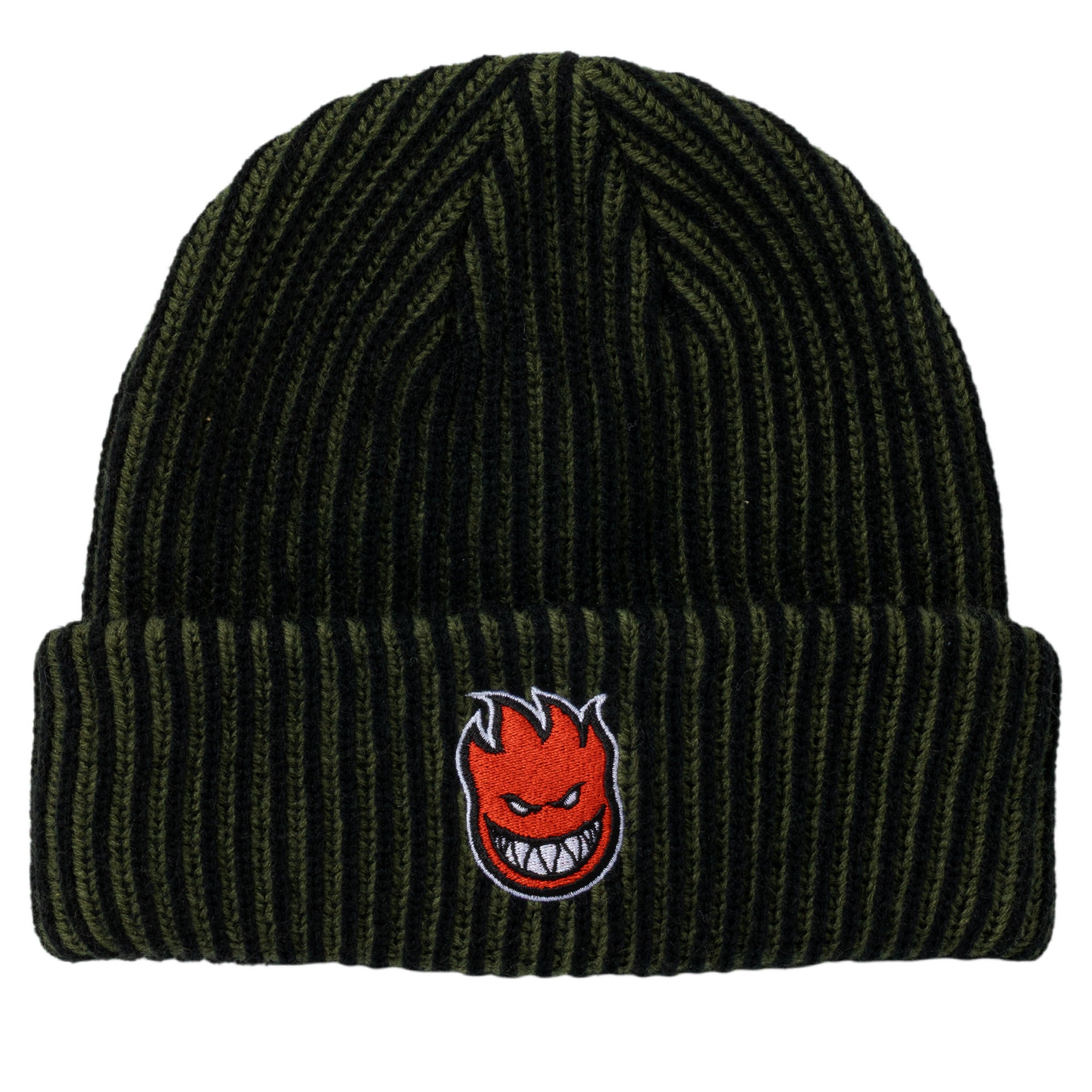Spitfire Bighead Fill Dark Green Black Red Cuff Beanie