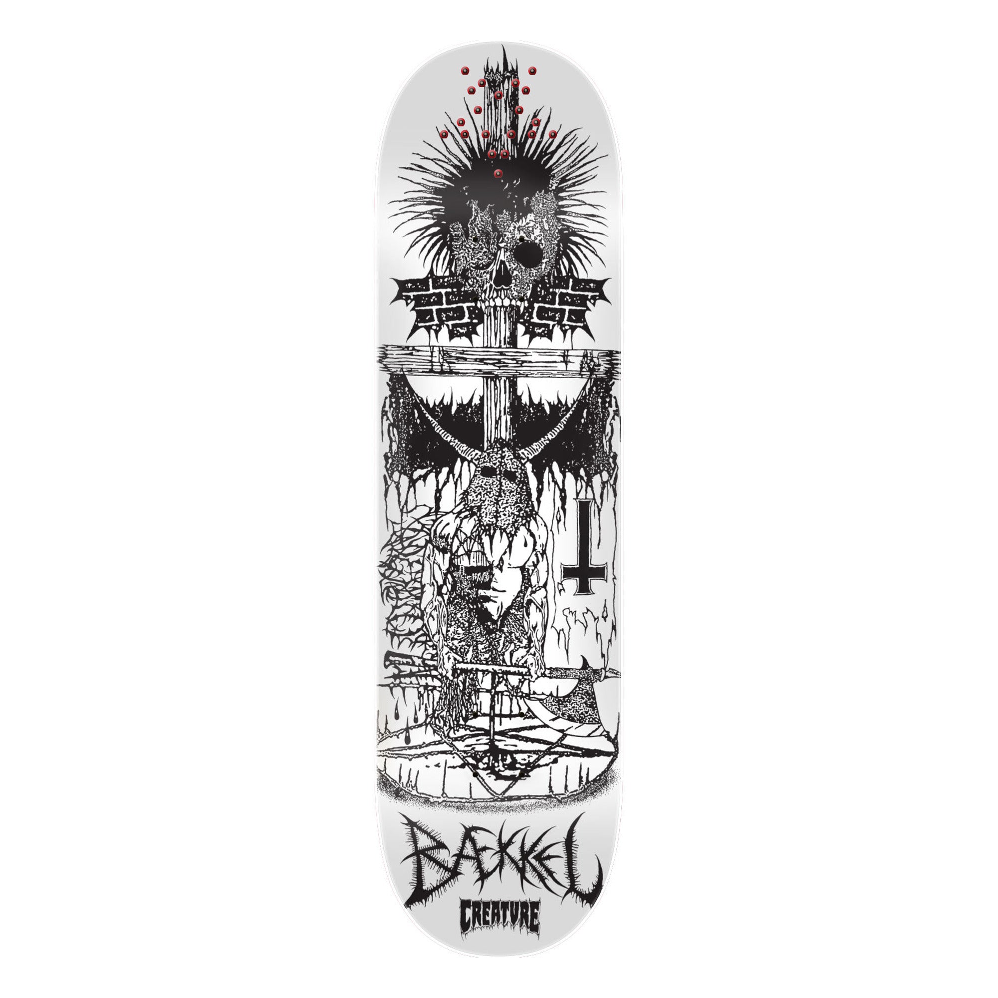 Creature Baekkel BLKMTL 8.6" x 32.11" UV Ink Skateboard Deck