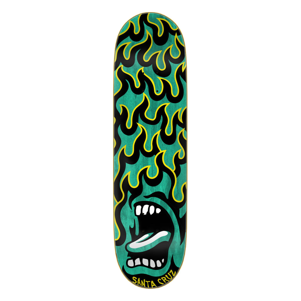 Santa Cruz Screaming Flame 8.5" x 32.2" 7 Ply Birch Green Skateboard Deck