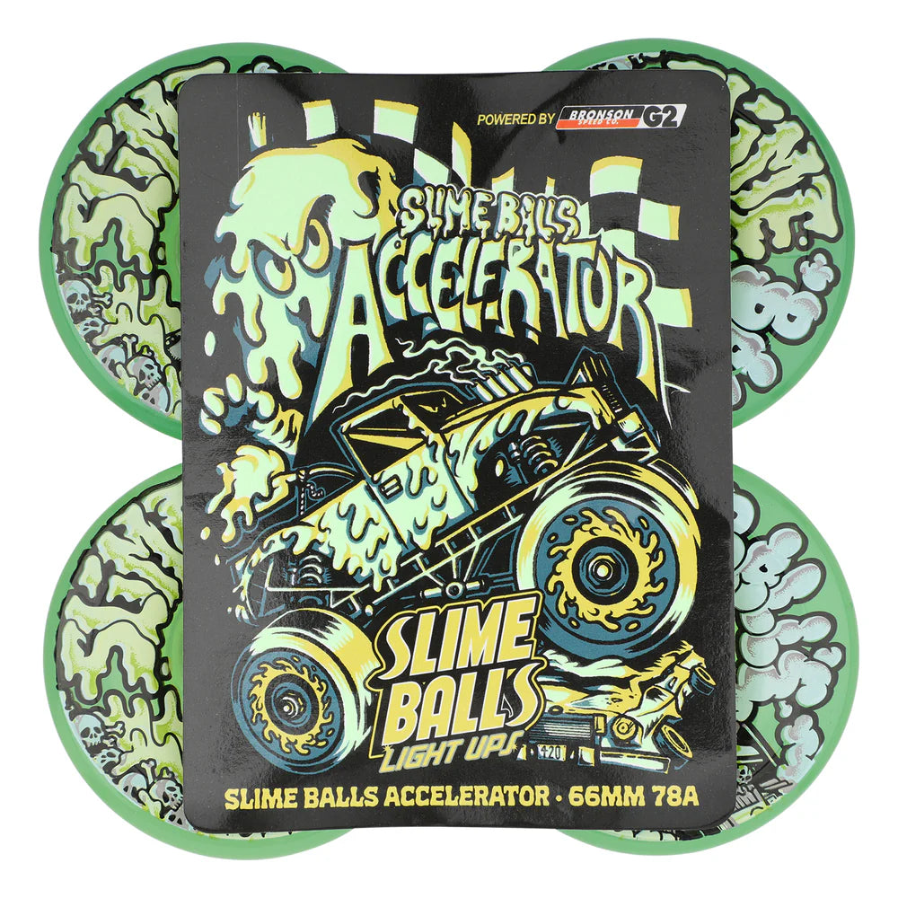 Slime Ball Accelerator Light Ups OG Slime Transparent Green 66mm 78a Skateboard Wheels