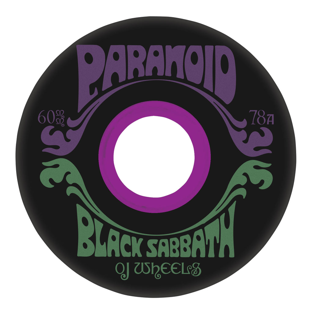 OJ Wheels x Black Sabbath Paranoid Super Juice 60mm 78a Black Skateboard Wheels