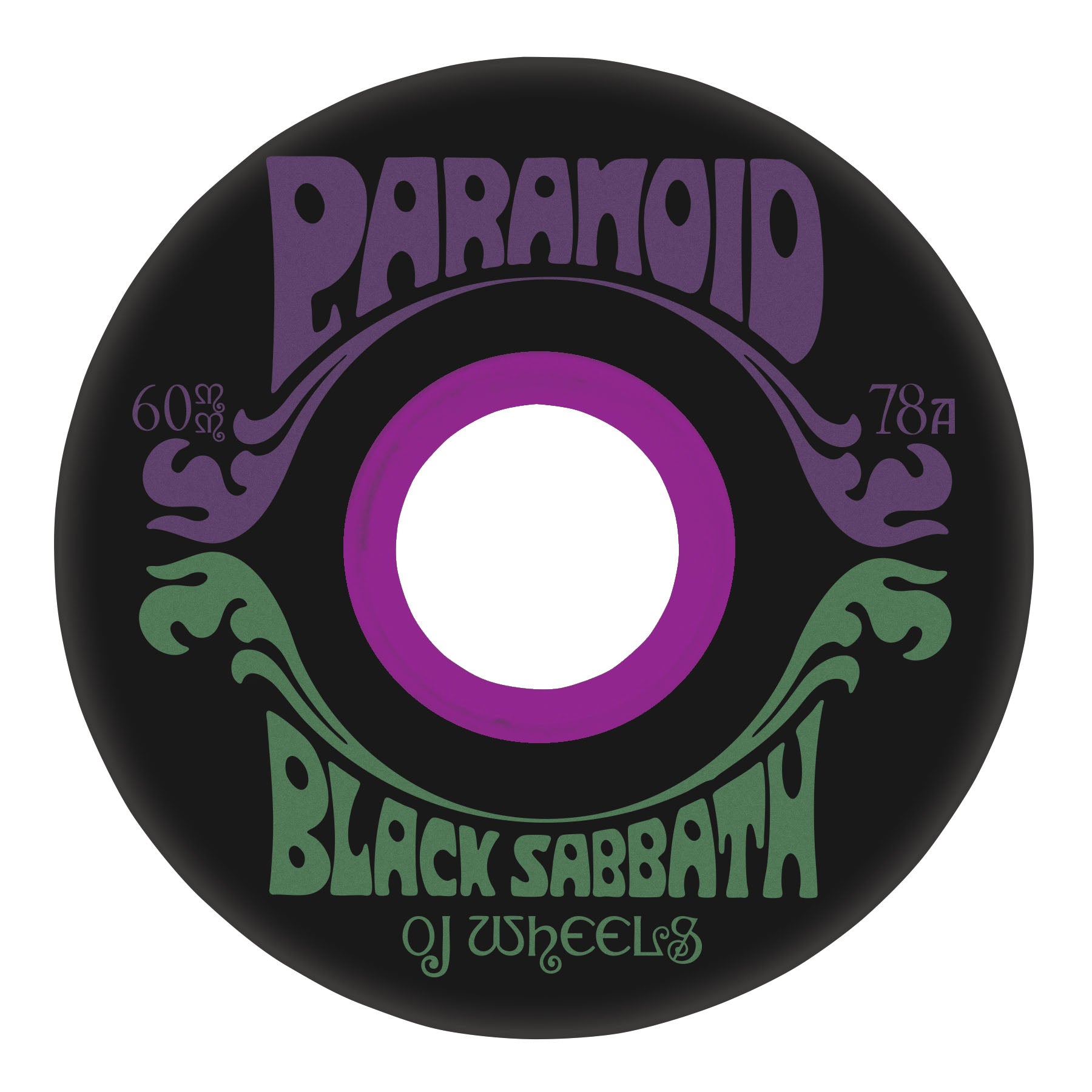 OJ Wheels x Black Sabbath Paranoid Super Juice 60mm 78a Black Skateboard Wheels
