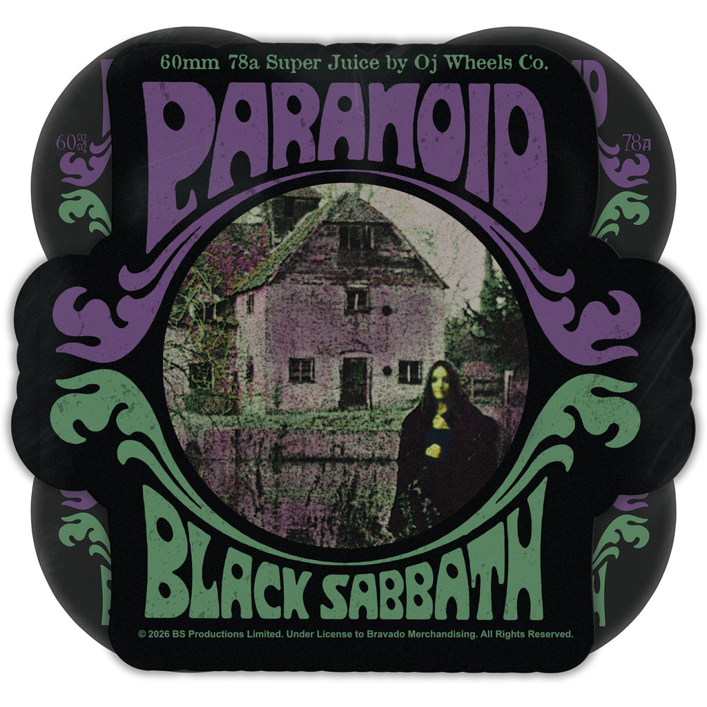 OJ Wheels x Black Sabbath Paranoid Super Juice 60mm 78a Black Skateboard Wheels