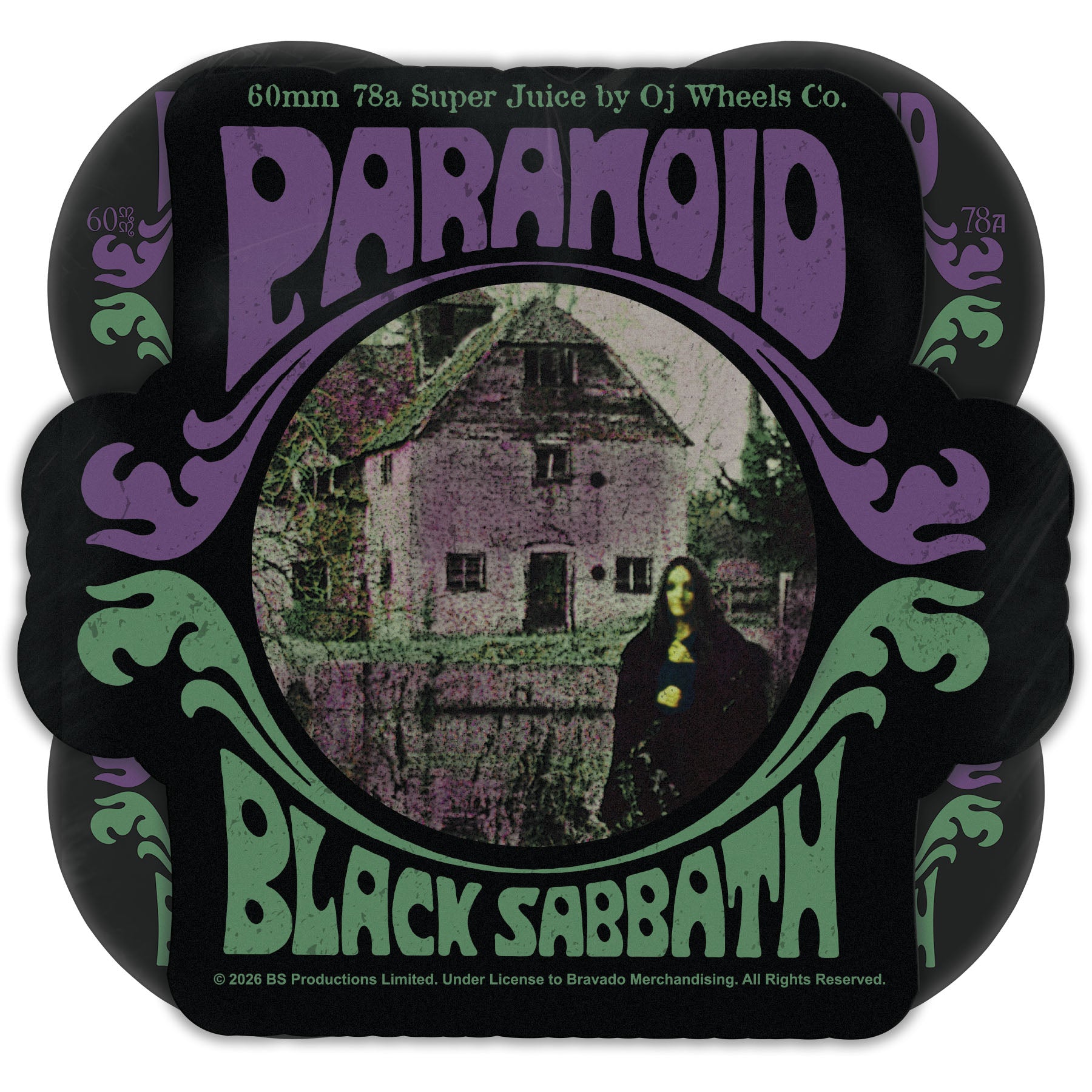 OJ Wheels x Black Sabbath Paranoid Super Juice 60mm 78a Black Skateboard Wheels