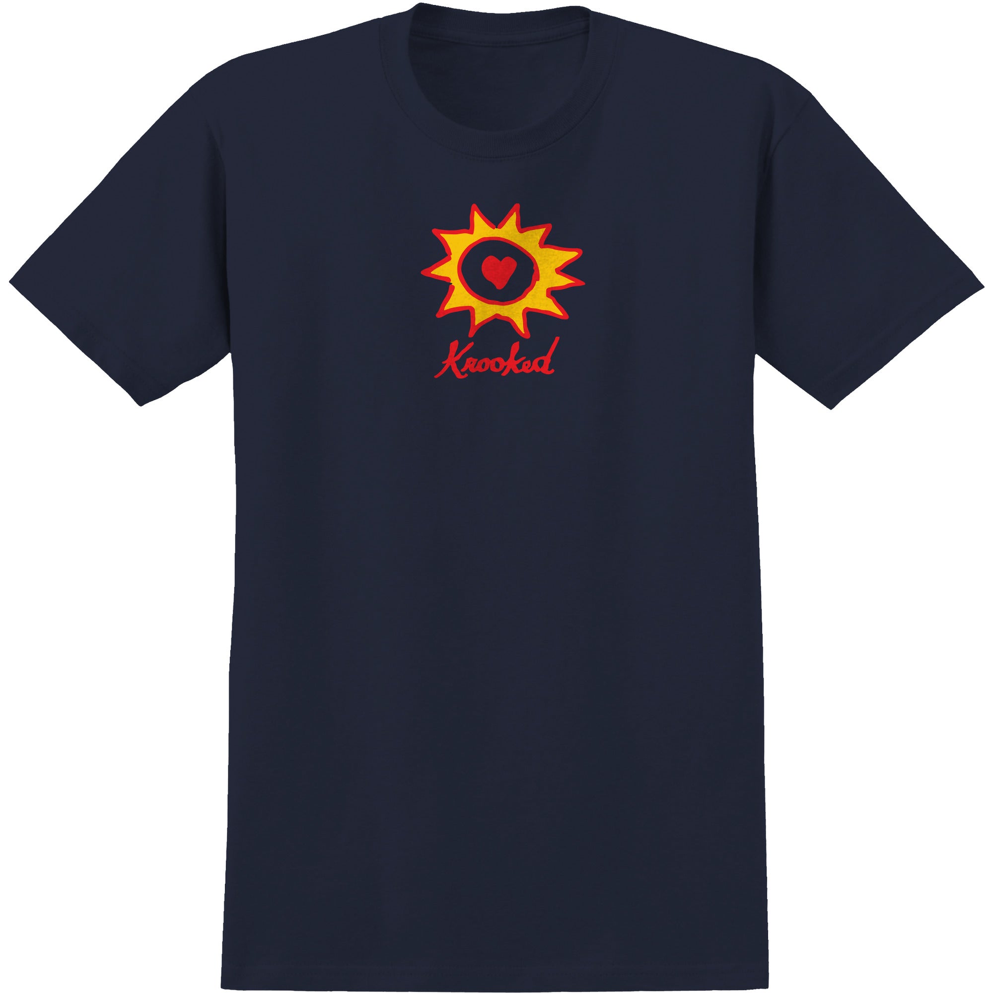 Krooked Sun Heart Navy Yellow T-Shirt