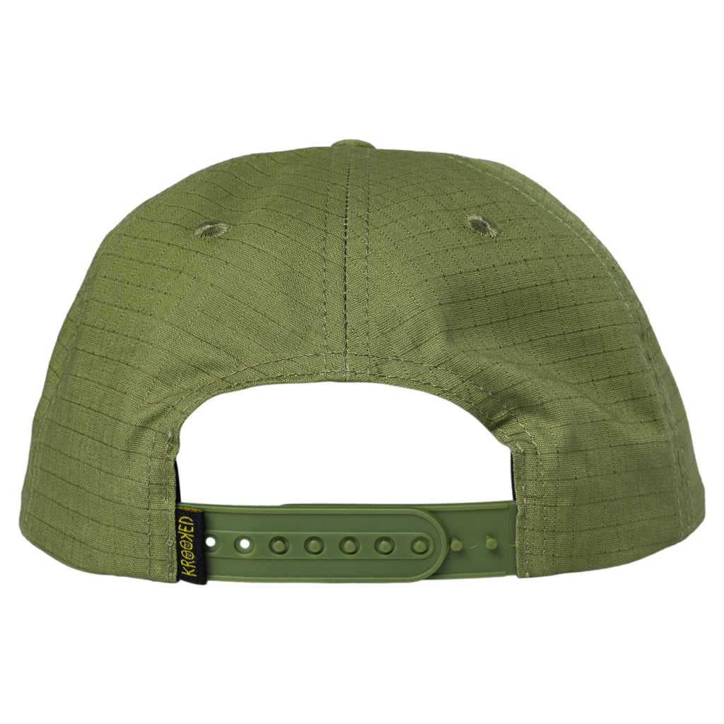 Krooked Eyes Olive Yellow White Snapback Hat