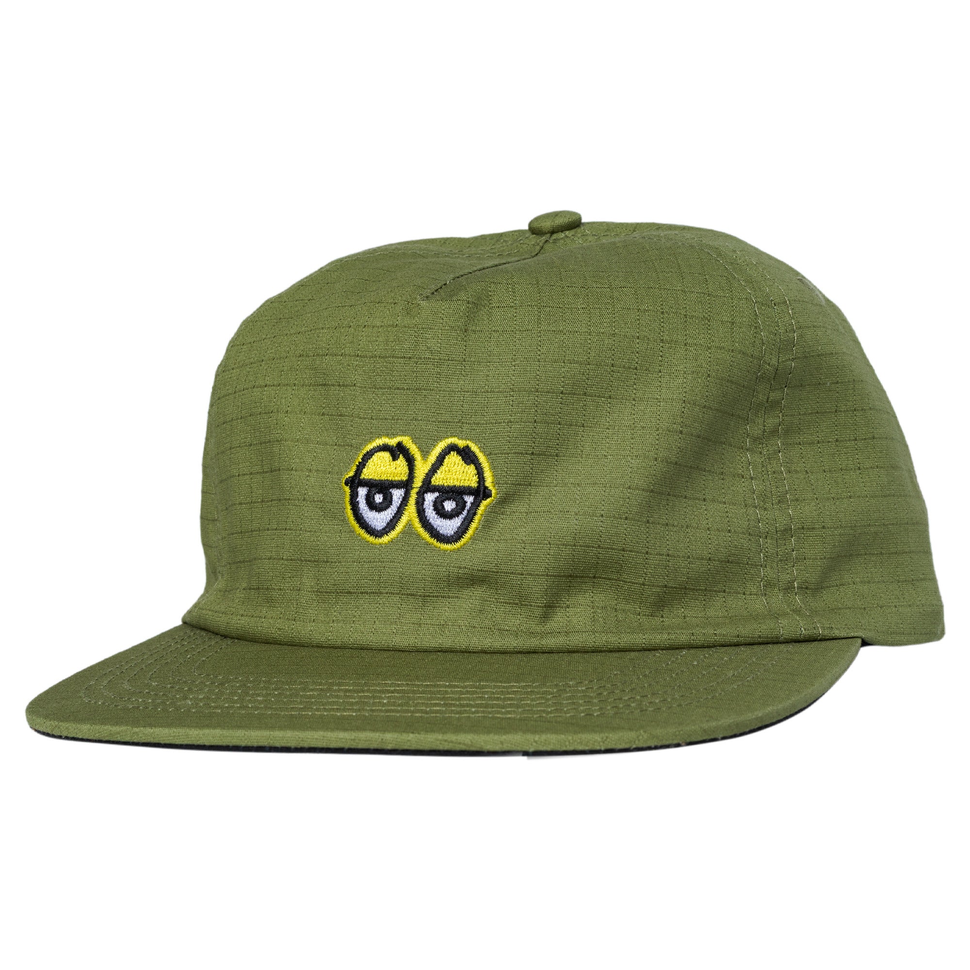 Krooked Eyes Olive Yellow White Snapback Hat