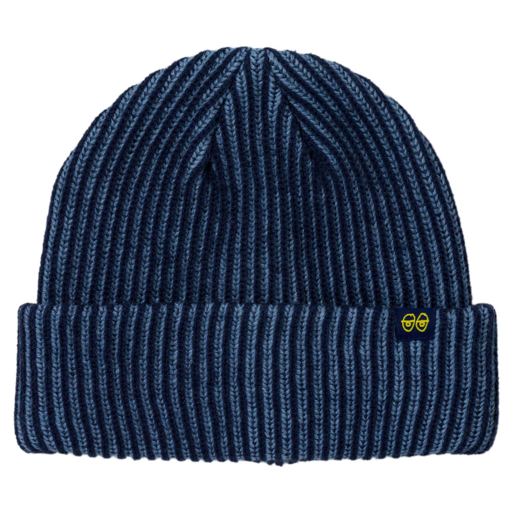Krooked Eyes Navy Yellow Cuff Beanie