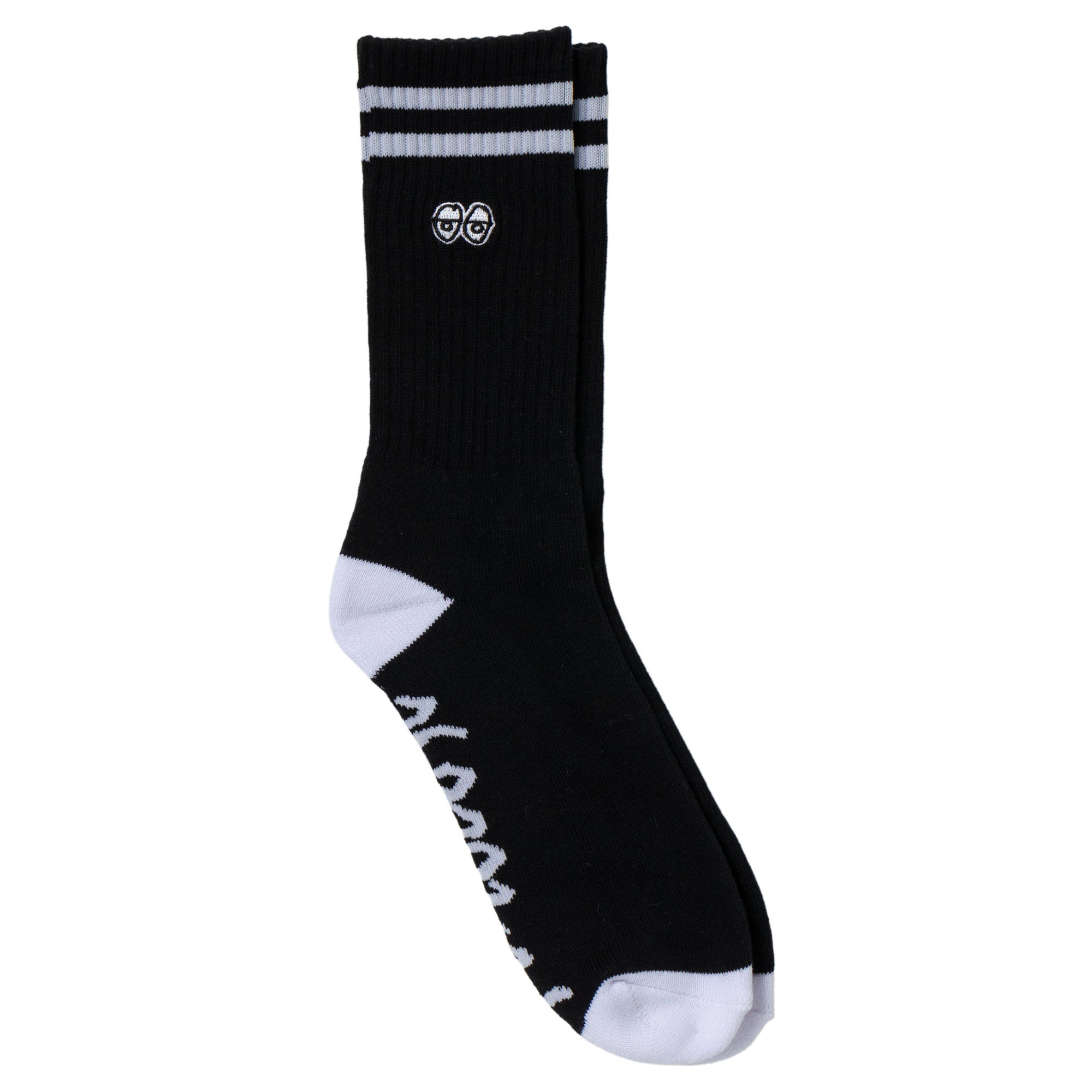 Krooked Eyes Embroidered Black White Socks
