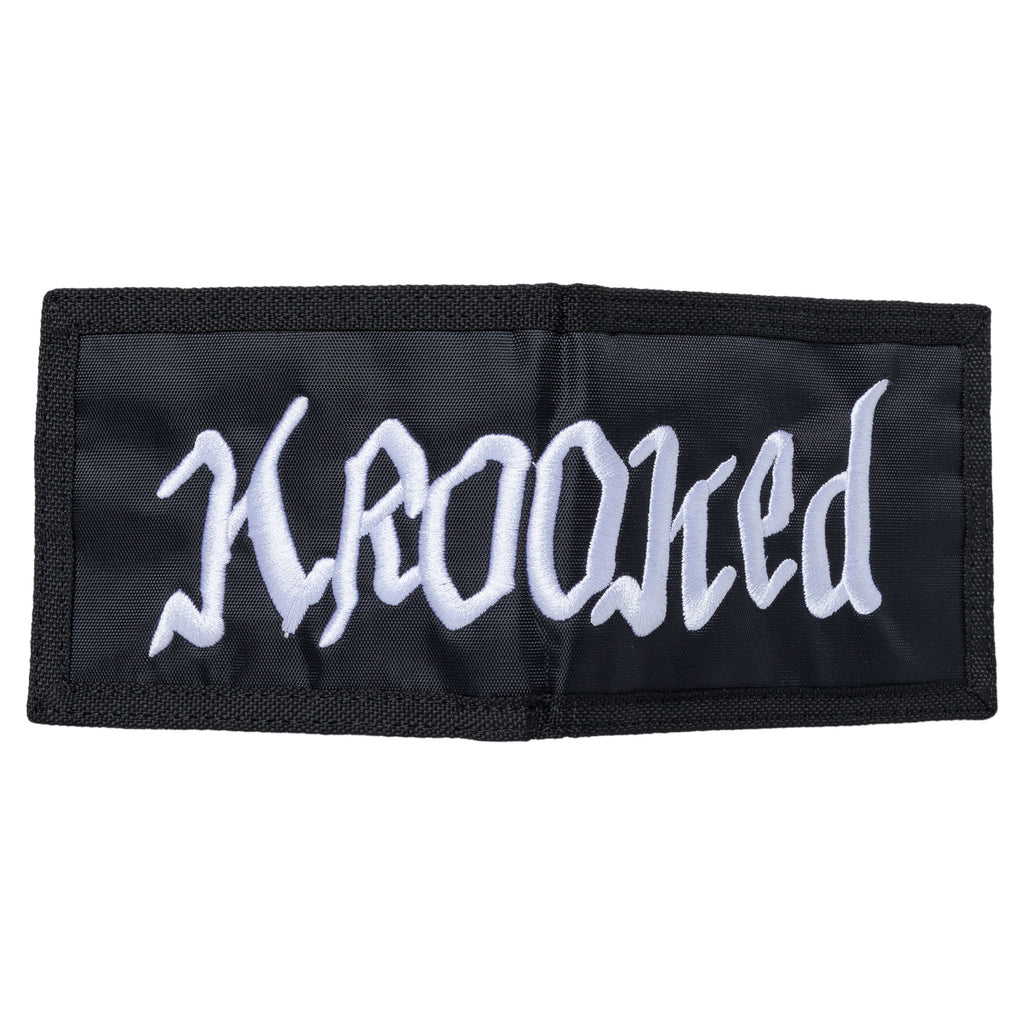 Krooked Double Ok Script Black White Bi-Fold Wallet