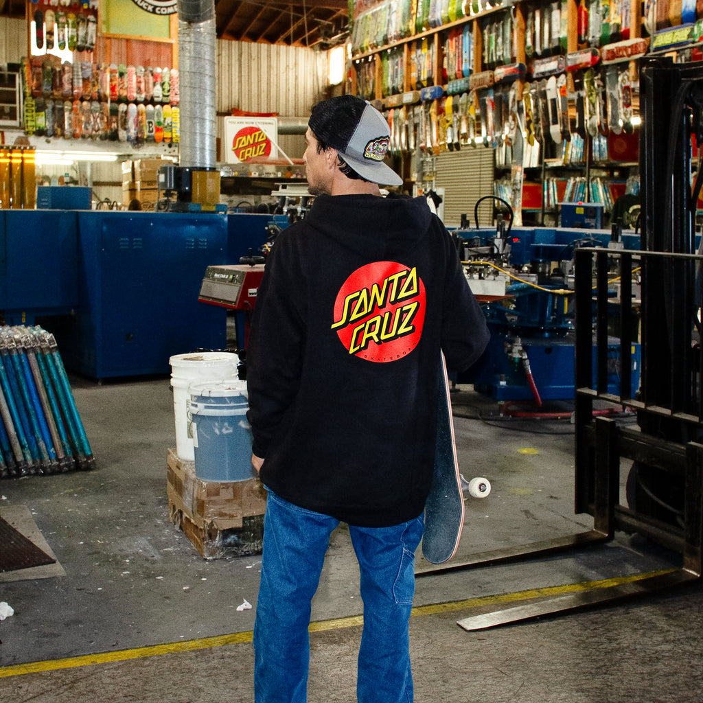 Santa Cruz Classic Dot P/O Hooded Heavyweight Black Hoodie