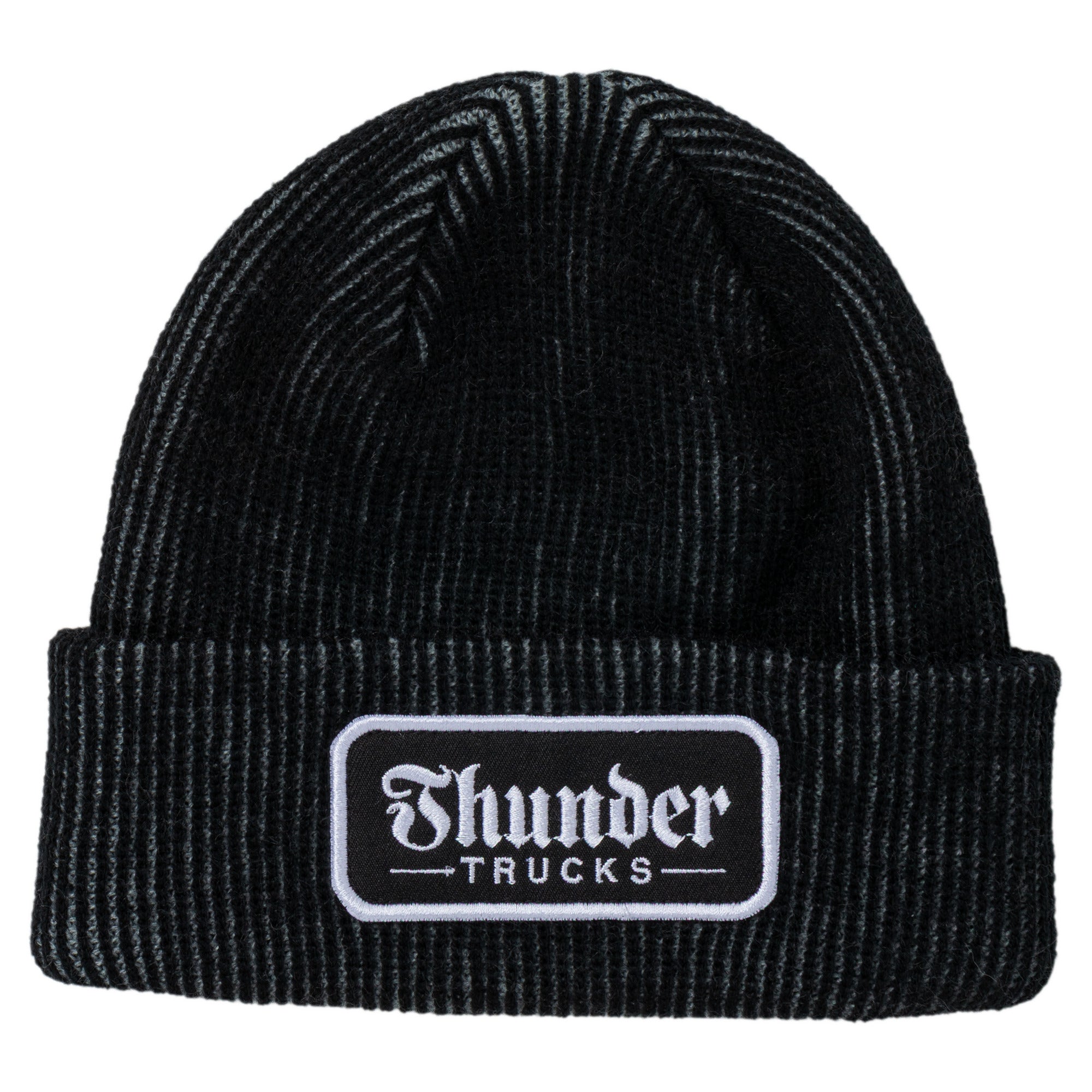Thunder Script Patch Black White Cuff Beanie