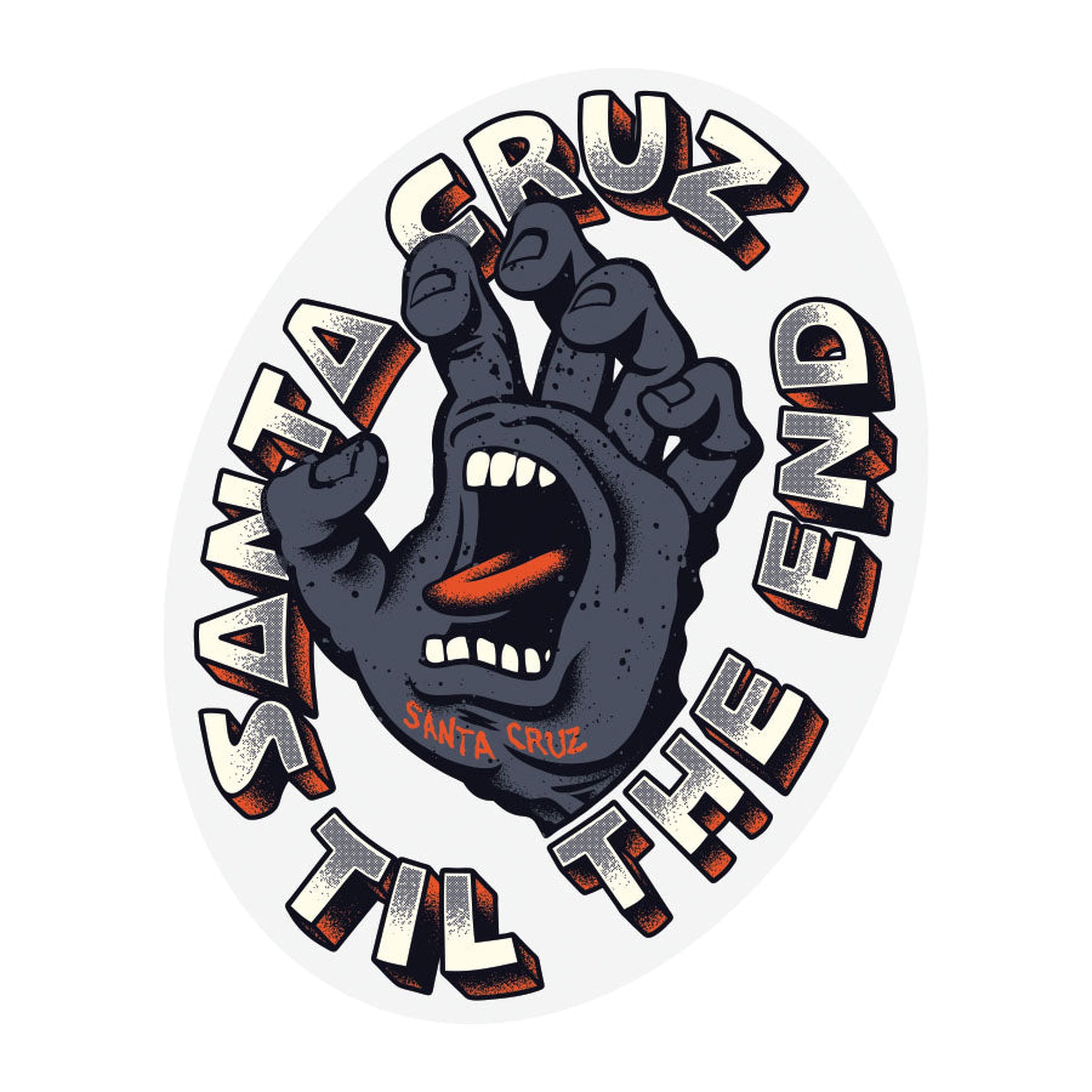 Santa Cruz Till The End Hand 4" x 5" Grey Sticker