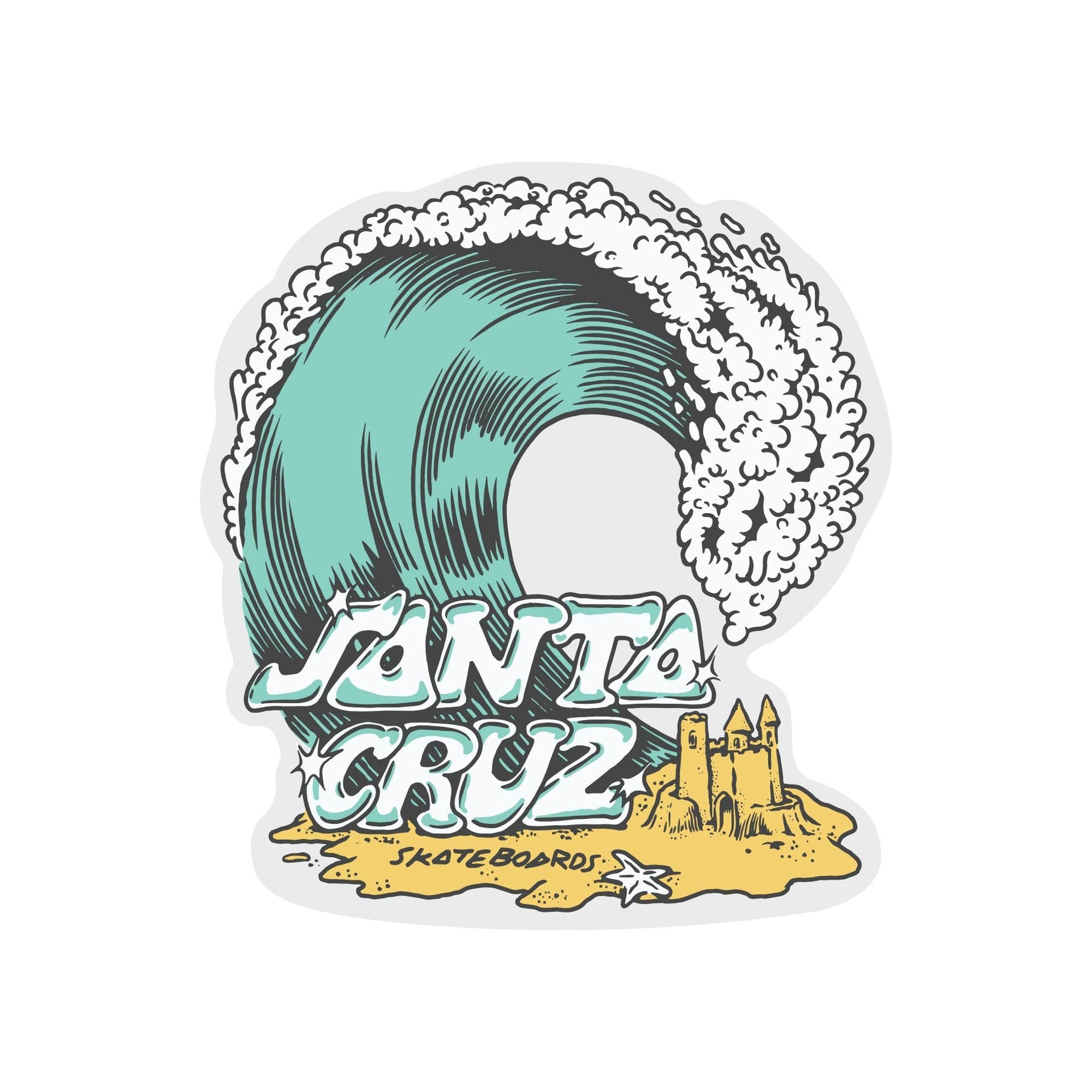 Santa Cruz Onshore 4.5" x 5" Clear Mylar Blue Sticker
