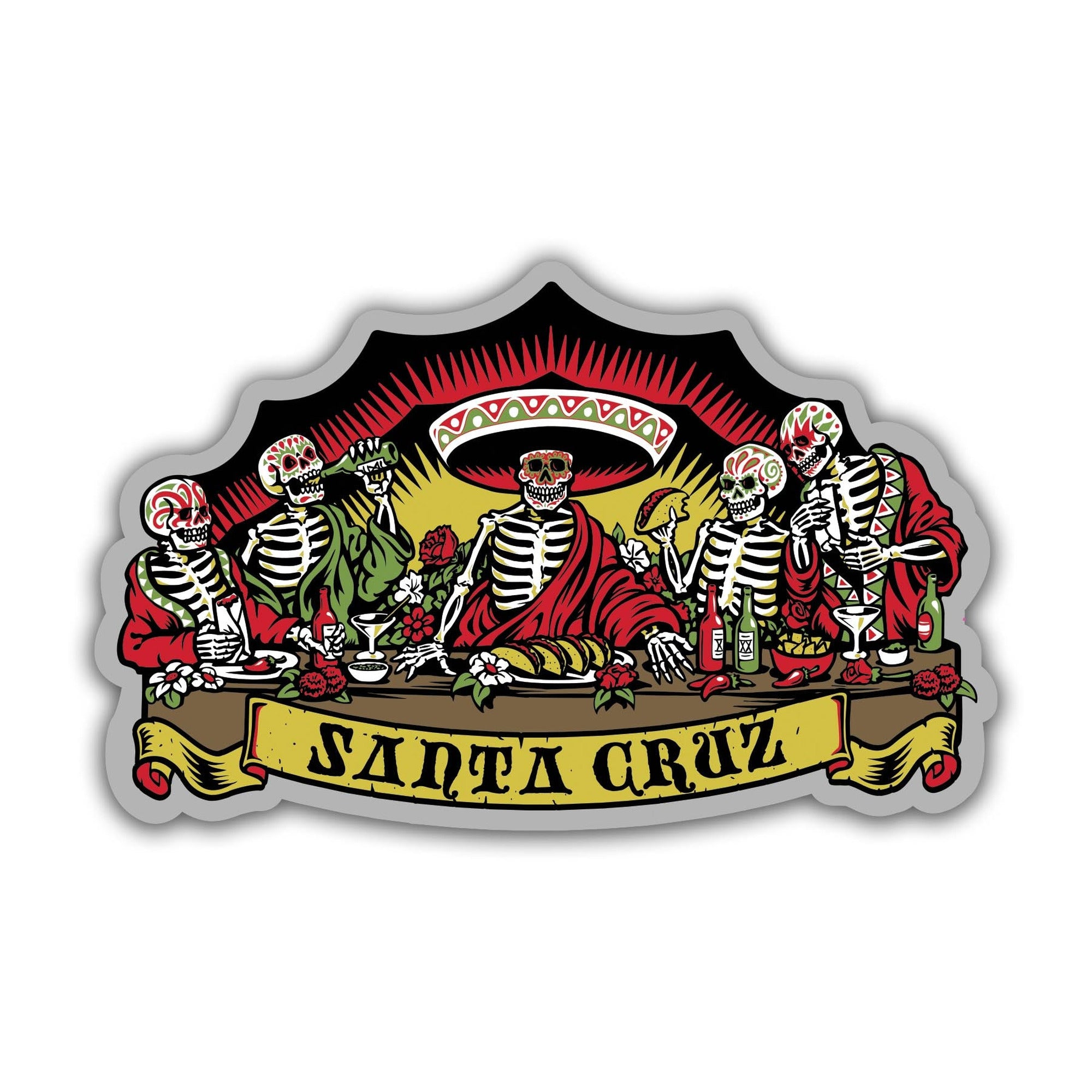 Santa Cruz Guzman Died Diners 4.25" Sticker