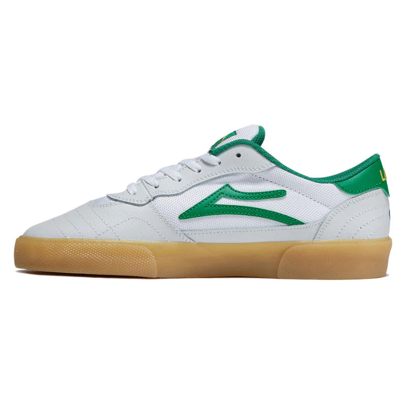 Lakai Cambridge White/Green Leather St Pattys Day Skateboard Shoe