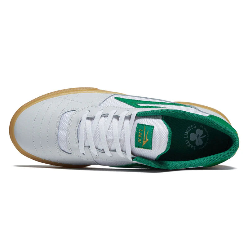 Lakai Cambridge White/Green Leather St Pattys Day Skateboard Shoe