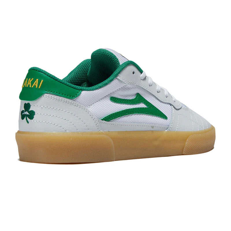 Lakai Cambridge White/Green Leather St Pattys Day Skateboard Shoe