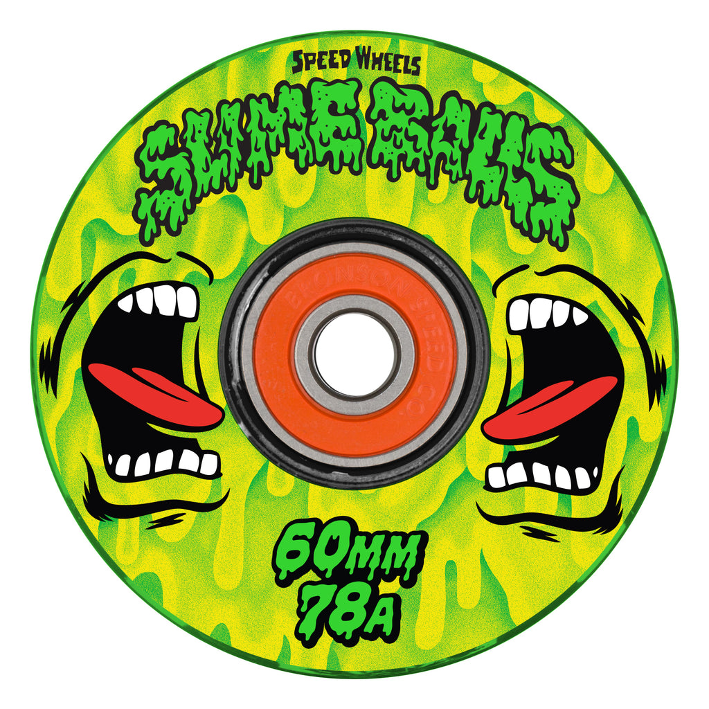 Slime Balls Screaming Slime Light Ups OG Slime 60mm 78a Green Yellow Skateboard Wheels