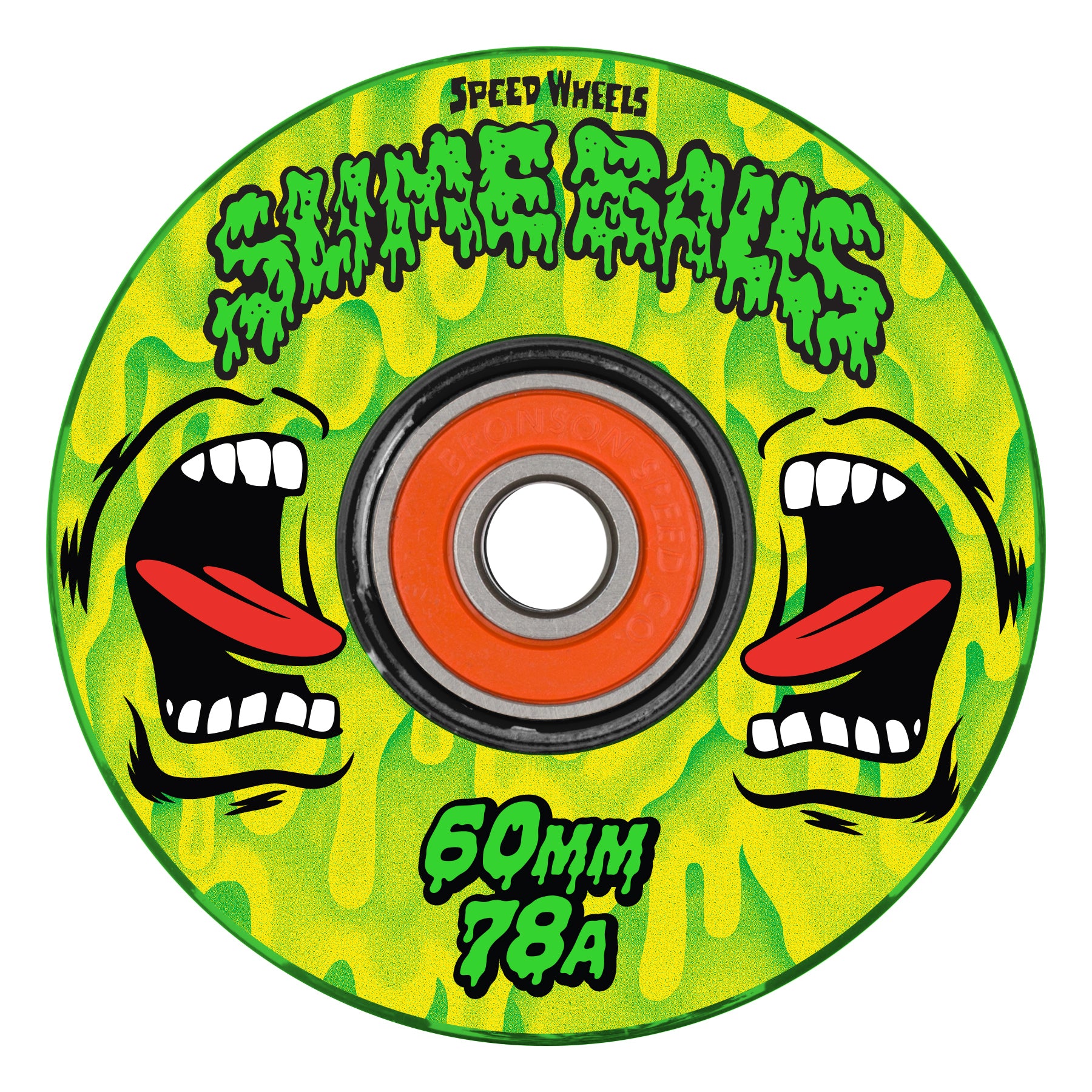 Slime Balls Screaming Slime Light Ups OG Slime 60mm 78a Green Yellow Skateboard Wheels