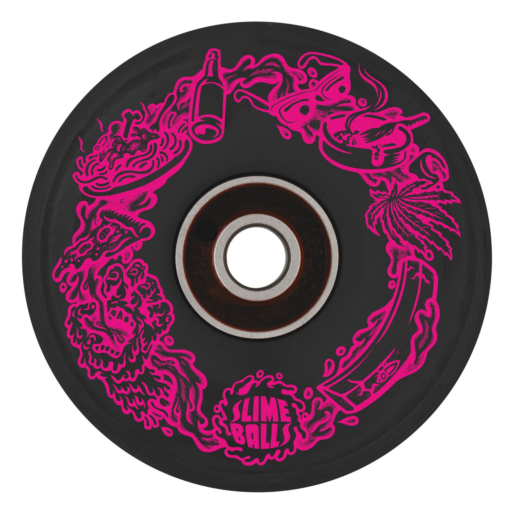 Slime Balls Neon Vomit Limited Edition Light Ups OG Slime 60mm 78a Black Skateboard Wheels