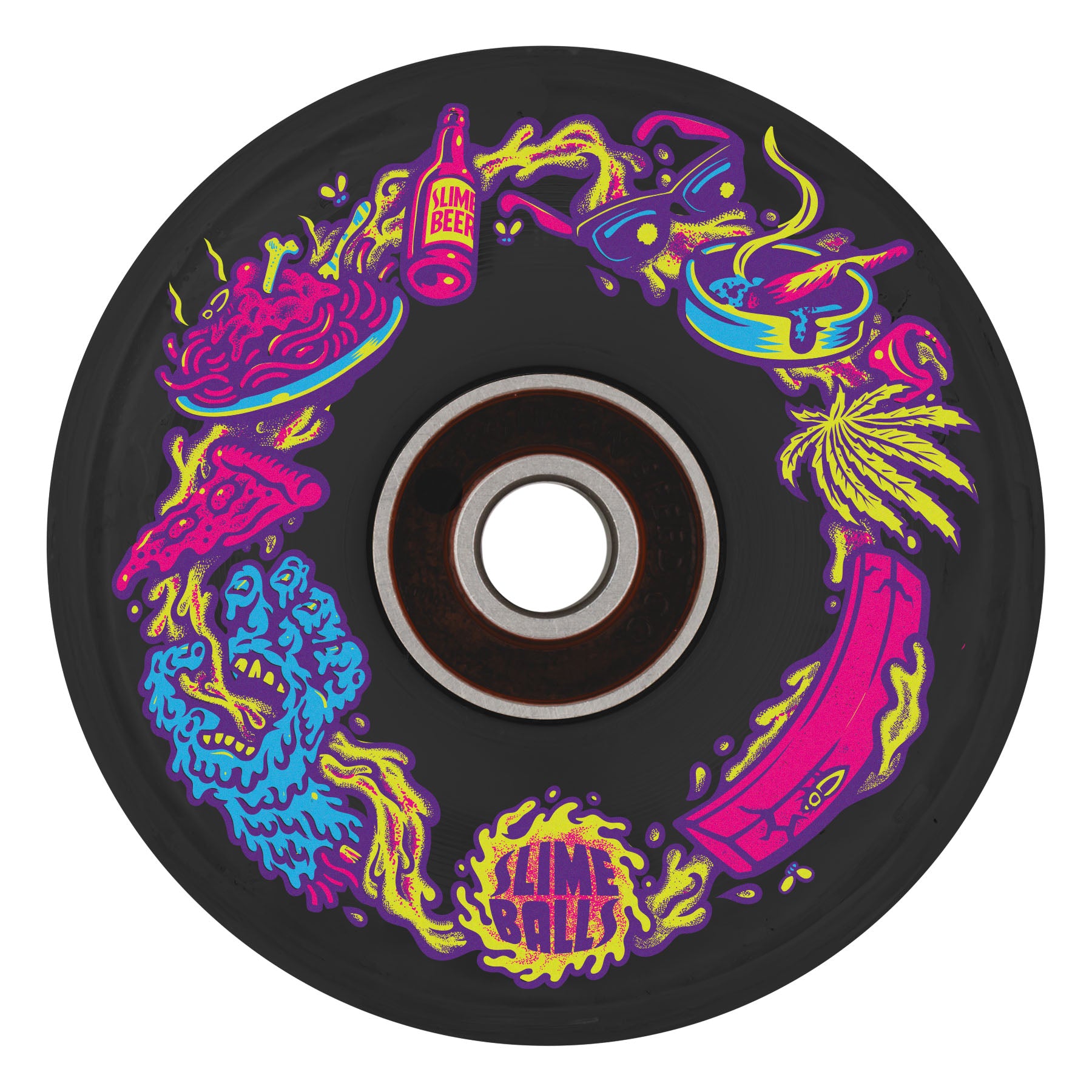 Slime Balls Neon Vomit Limited Edition Light Ups OG Slime 60mm 78a Black Skateboard Wheels