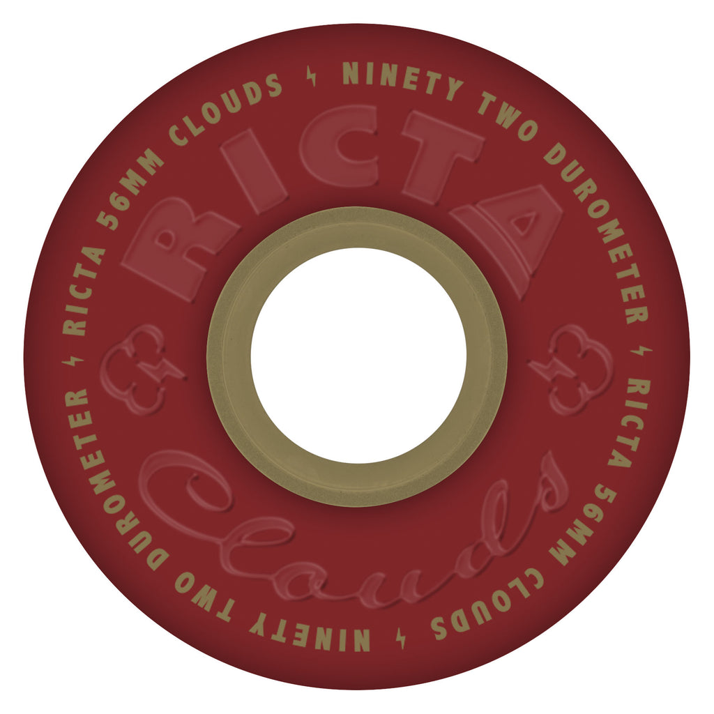 Ricta Clouds 56mm 92a Maroon Gold Skateboard Wheels