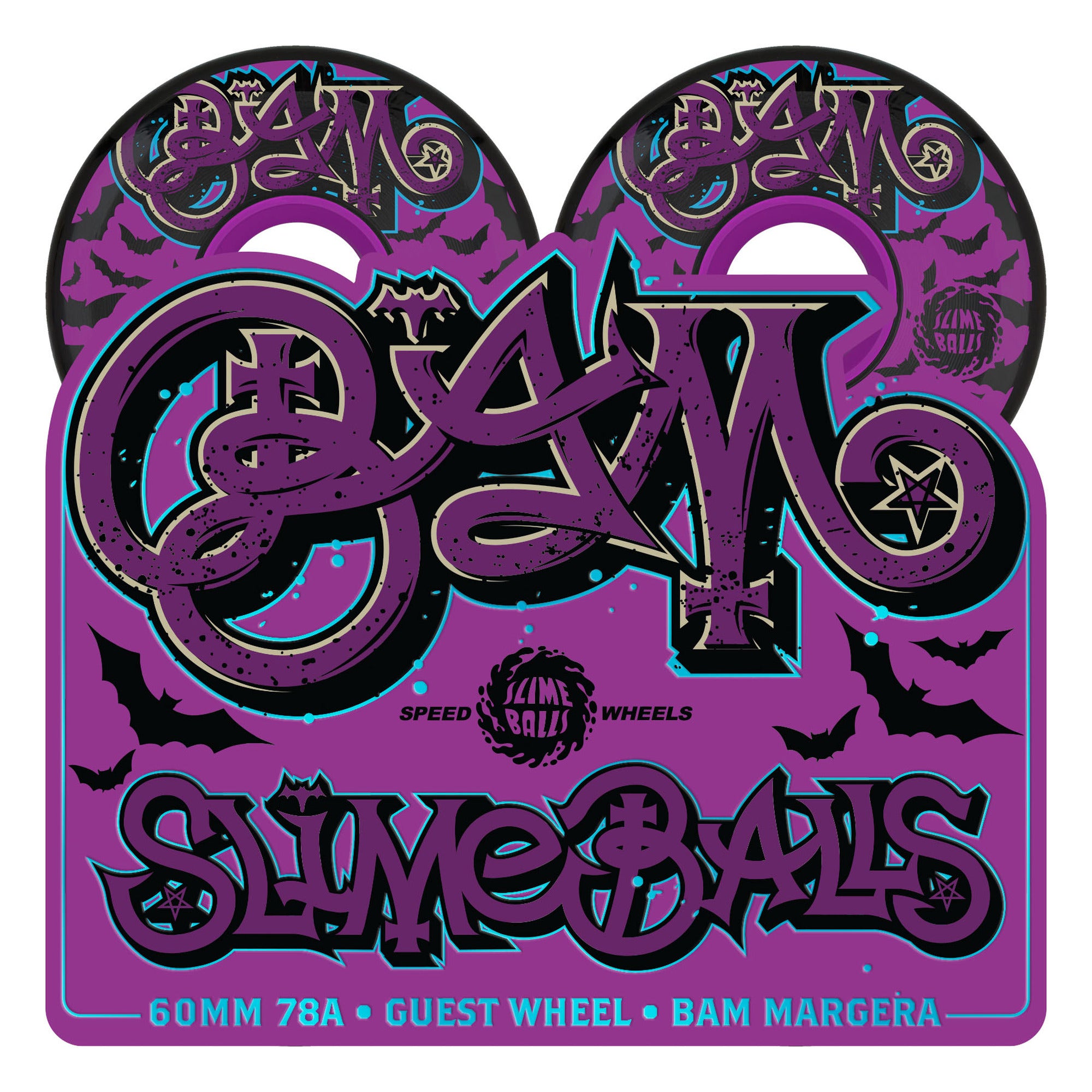 Slime Balls Bam Margera Guest OG Slime 60mm 78a Black Skateboard Wheels