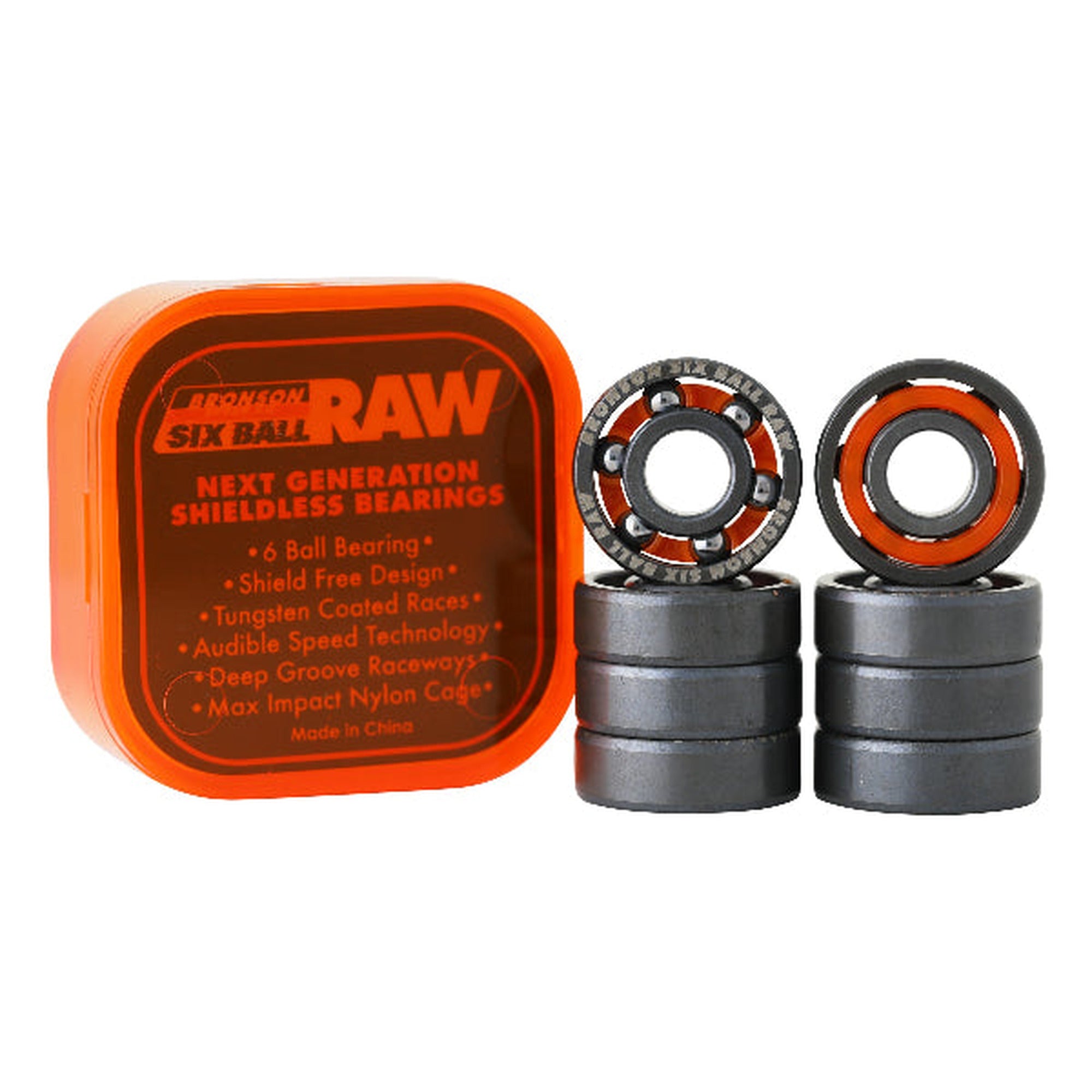 Bronson Speed Co. 6-Ball Raw Skateboard Bearings