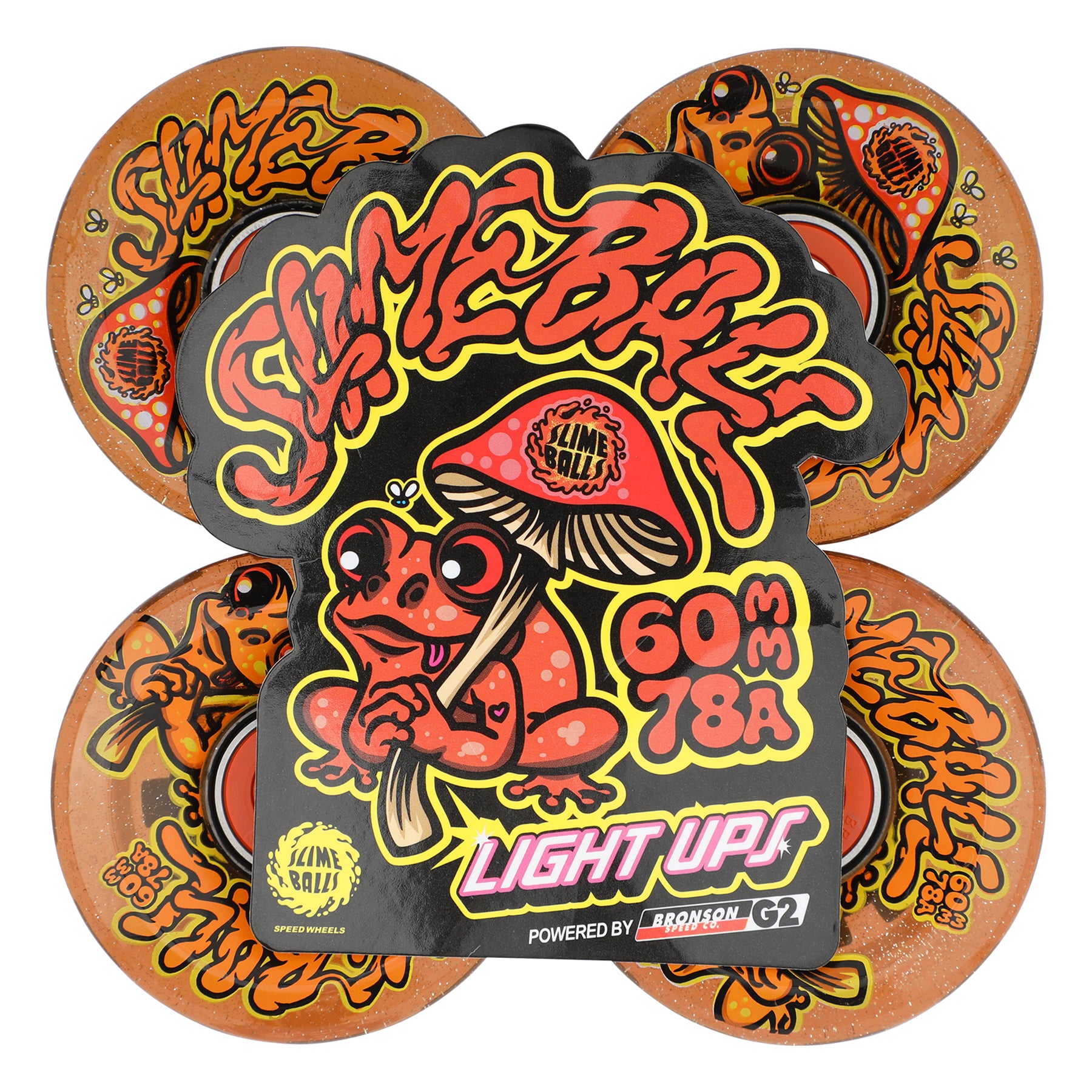 Slime Balls Frog Trips Light Ups OG Slime Red Glitter 60mm 78a Skateboard Wheels