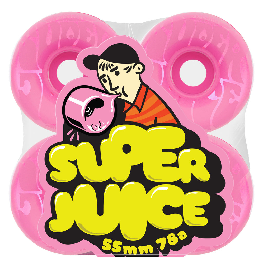 OJ Super Juice 55mm 78a Bubble Gum Transparent Pink Skateboard Wheels
