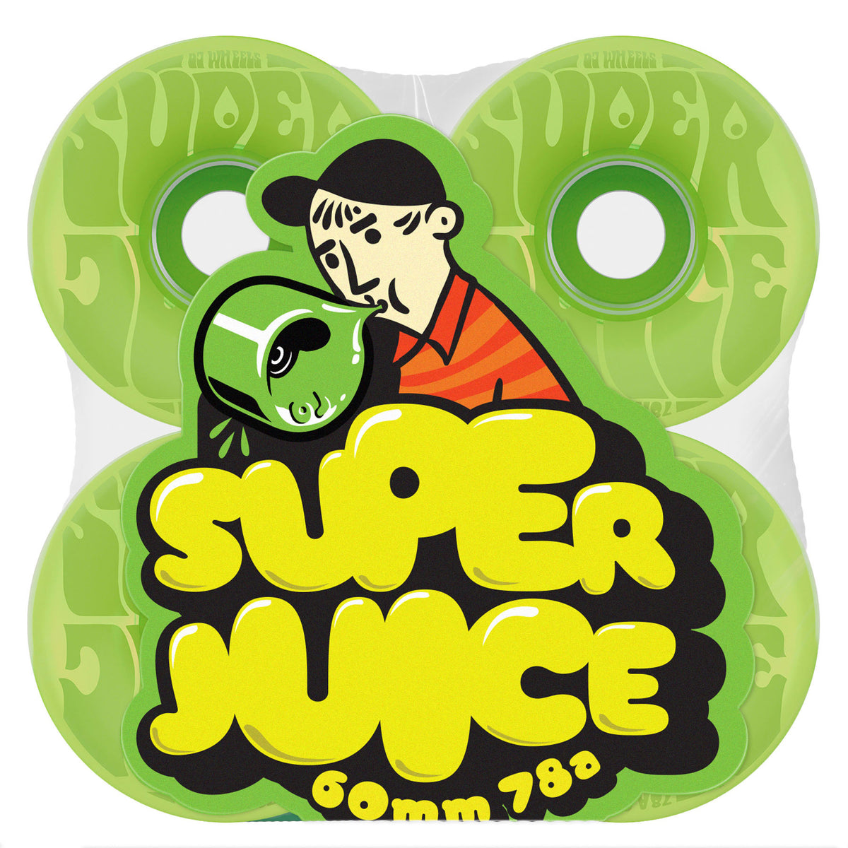 OJ Super Juice 60mm 78a Bubble Gum Transparent Green Skateboard Wheels