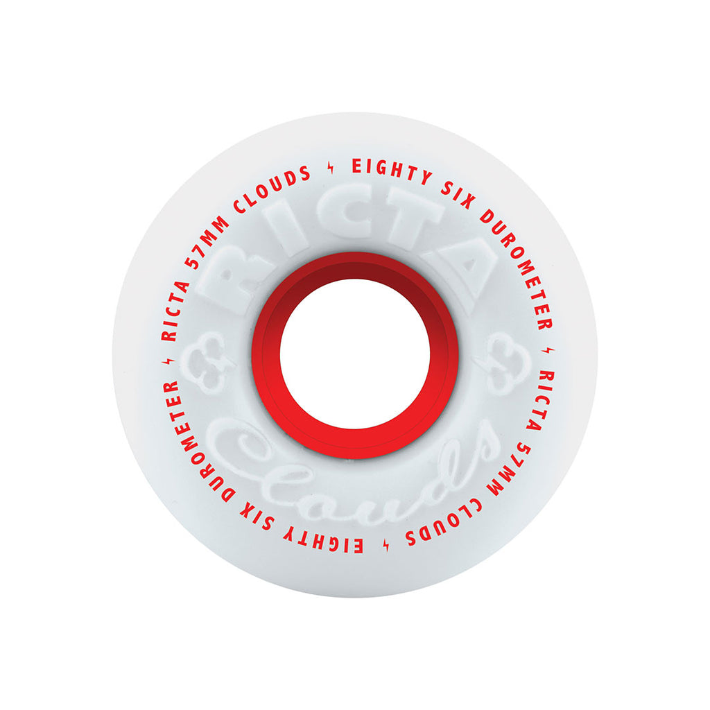 Ricta Clouds 57mm 86a White Red Skateboard Wheels