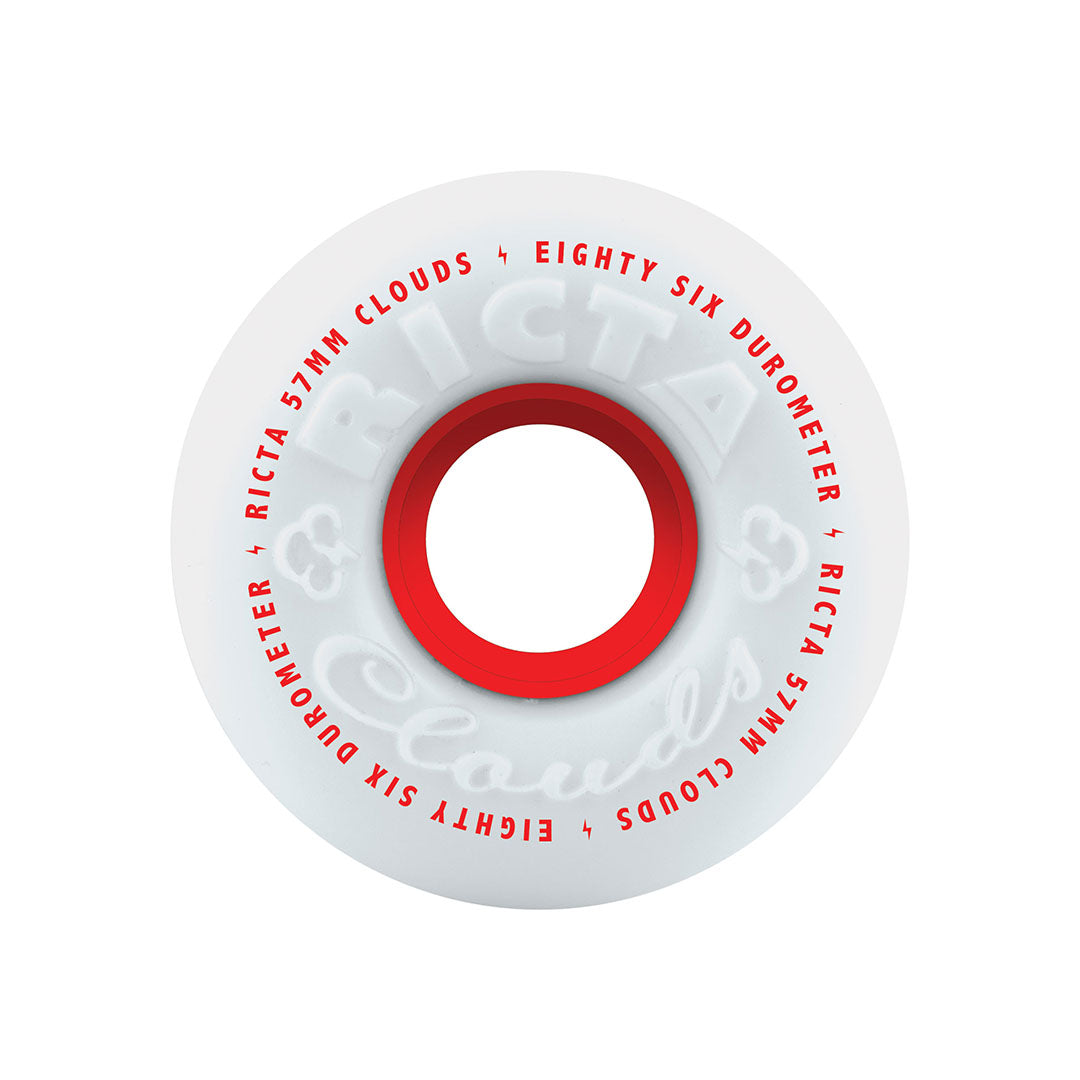 Ricta Clouds 57mm 86a White Red Skateboard Wheels