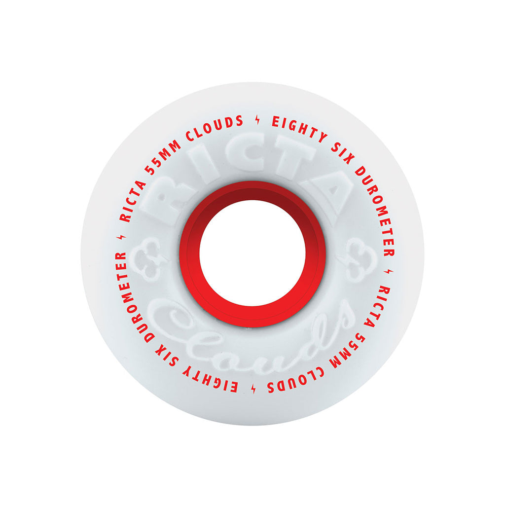 Ricta Clouds 55mm 86a White Red Skateboard Wheels