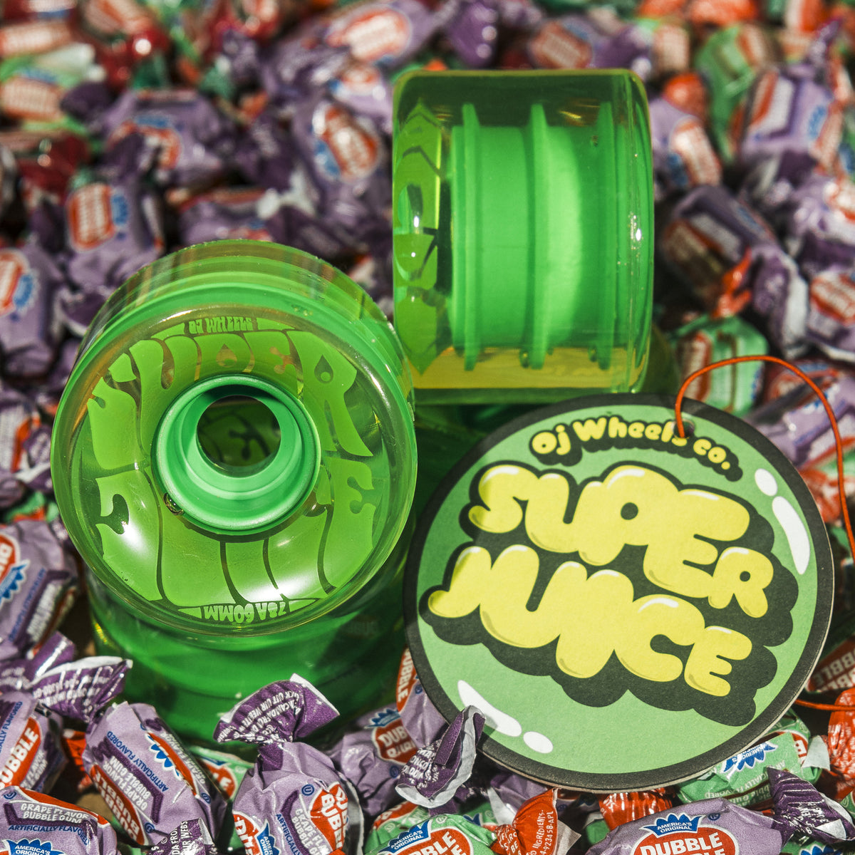 OJ Super Juice 60mm 78a Bubble Gum Transparent Green Skateboard Wheels