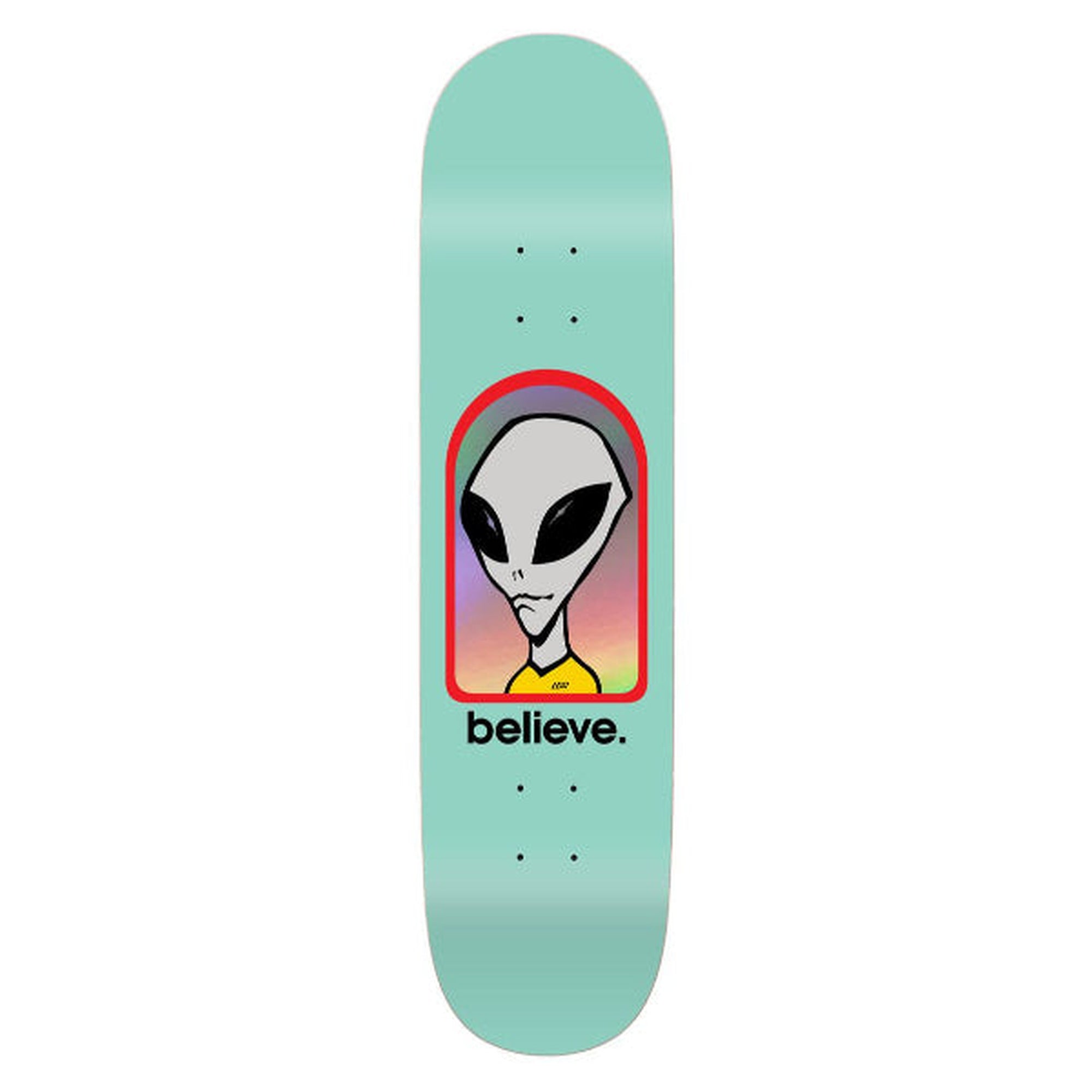Alien Workshop Believe Hologram 8.25" X 32" Turquoise Skateboard Deck