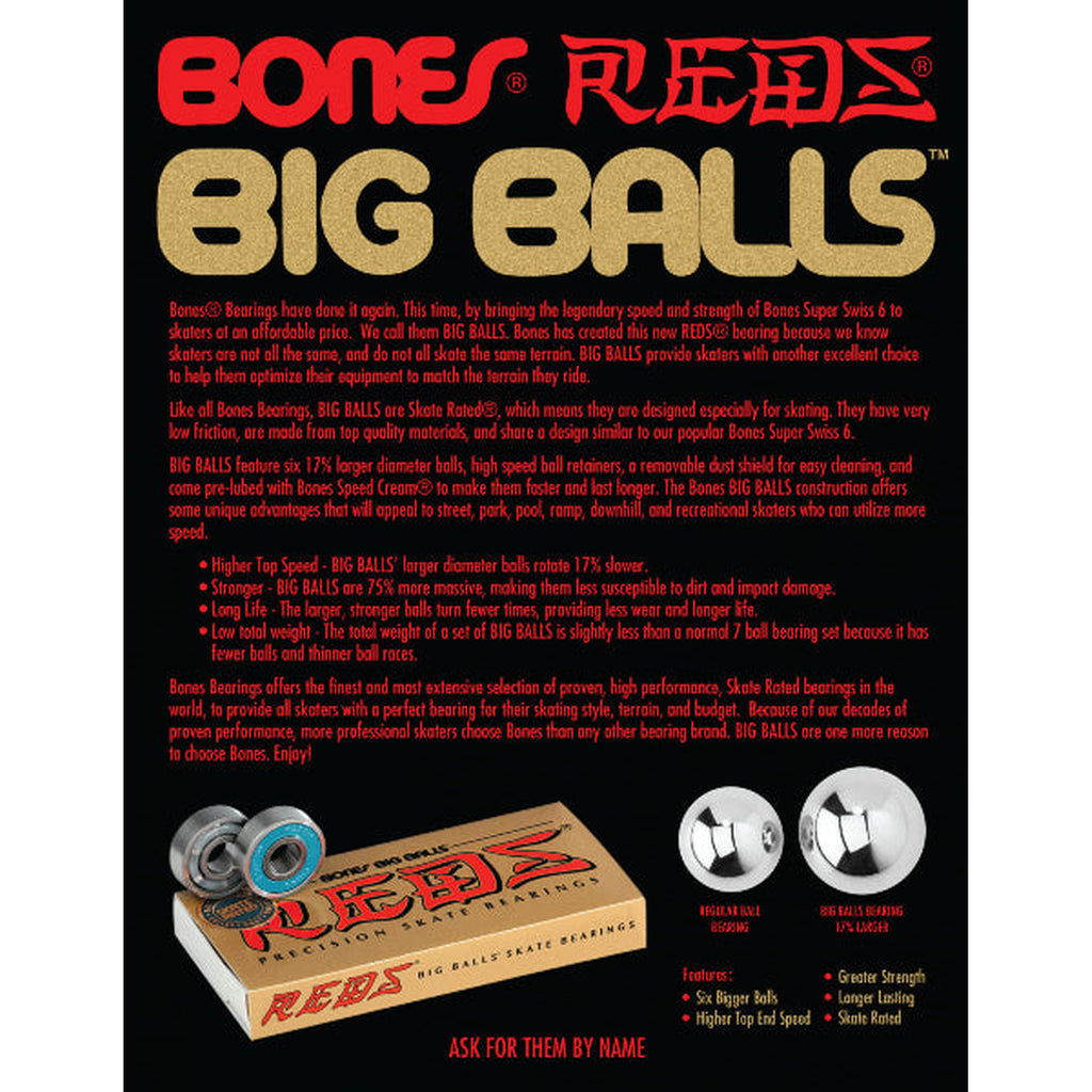 Bones Big Balls Reds 8 pack Skateboard Bearings