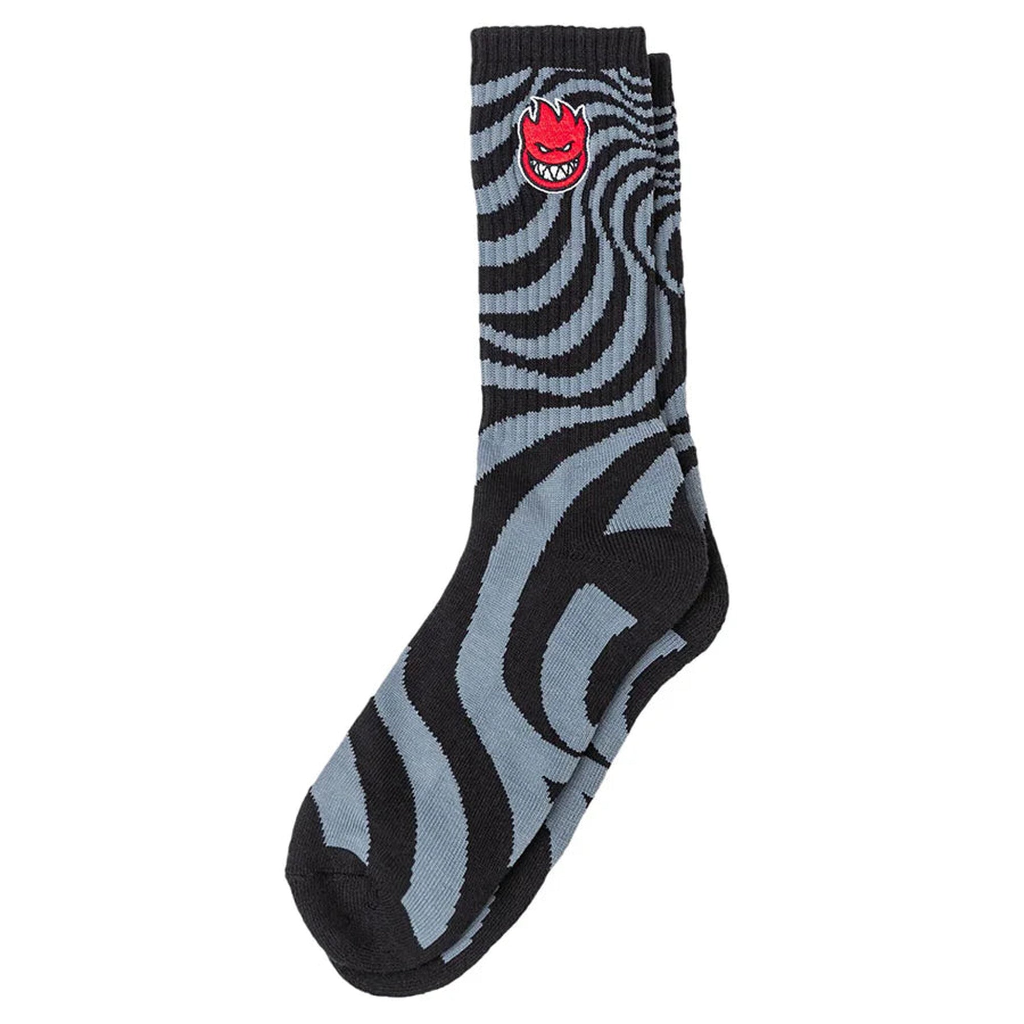 Spitfire Bighead Fill Black Gray Swirl Crew Socks