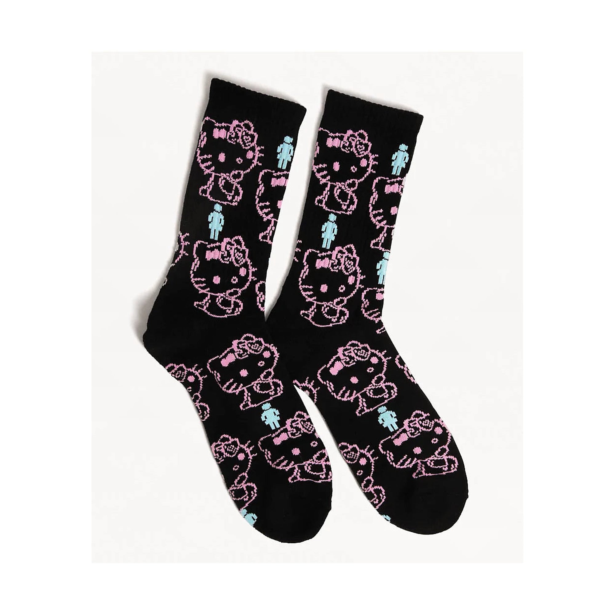 Girl Hello Kitty 50th Anniversary All Over Black Crew Socks