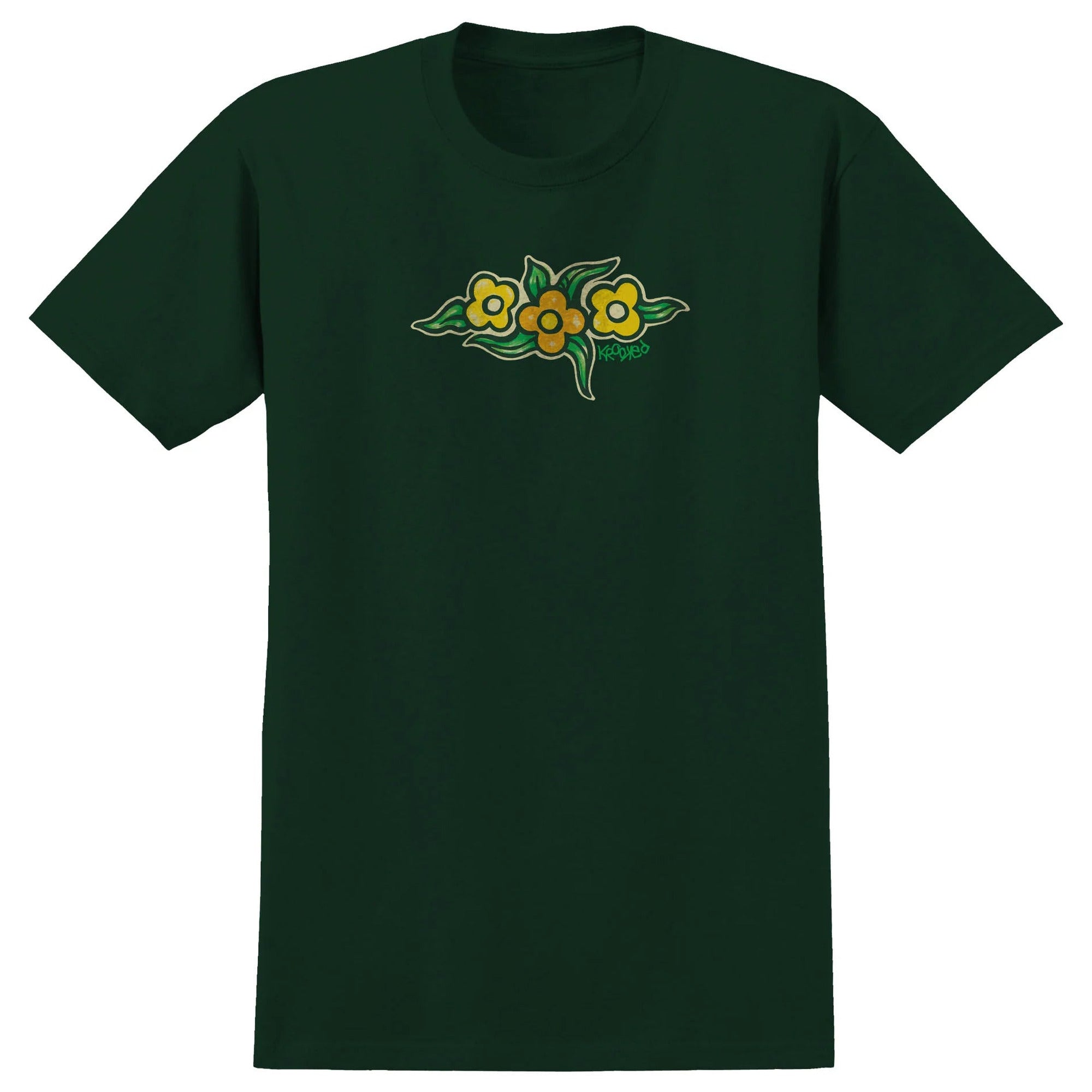 Krooked Skateboards Flowers Forrest Green Tee