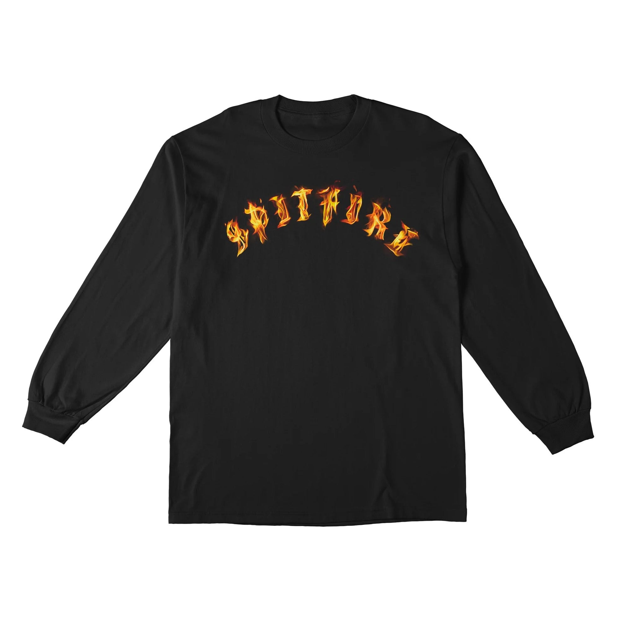 Spitfire Old English Flames Long Sleeve Black Tee